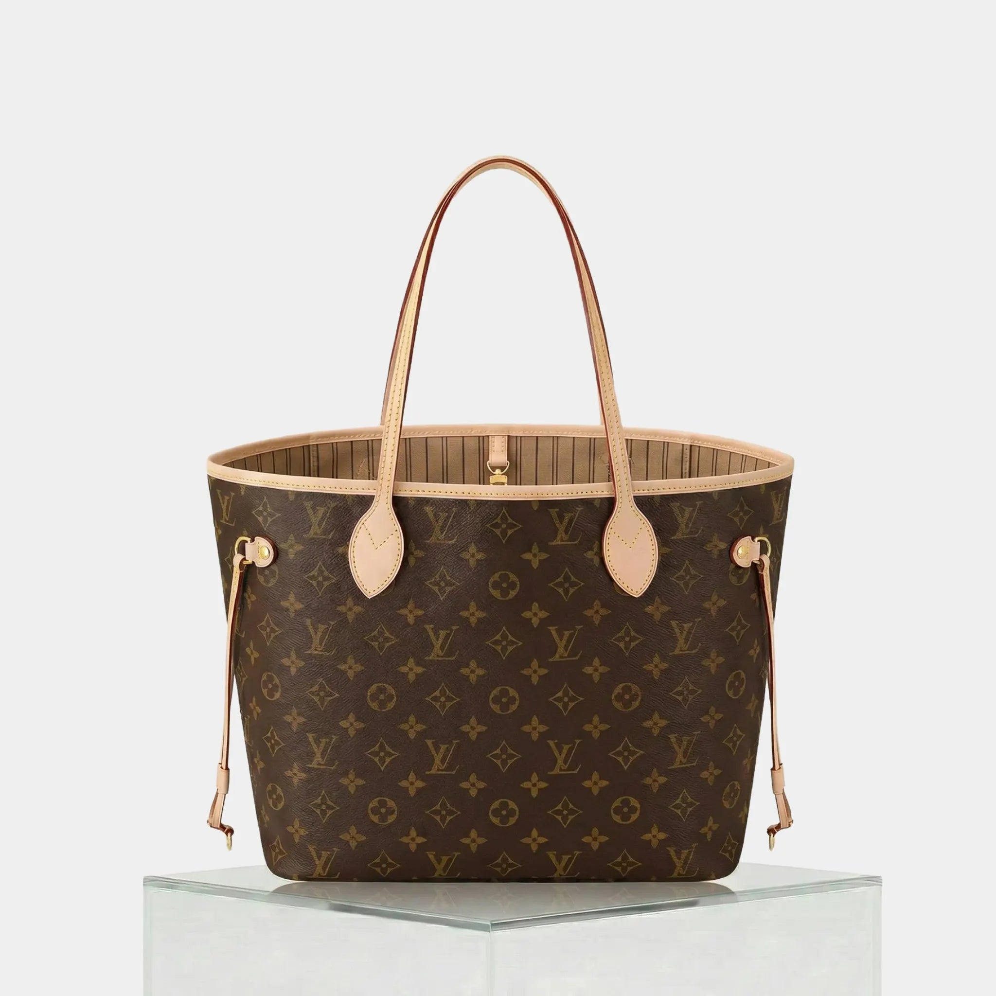 Louis Vuitton Neverfull MM Monogram Canvas, Beige, Front