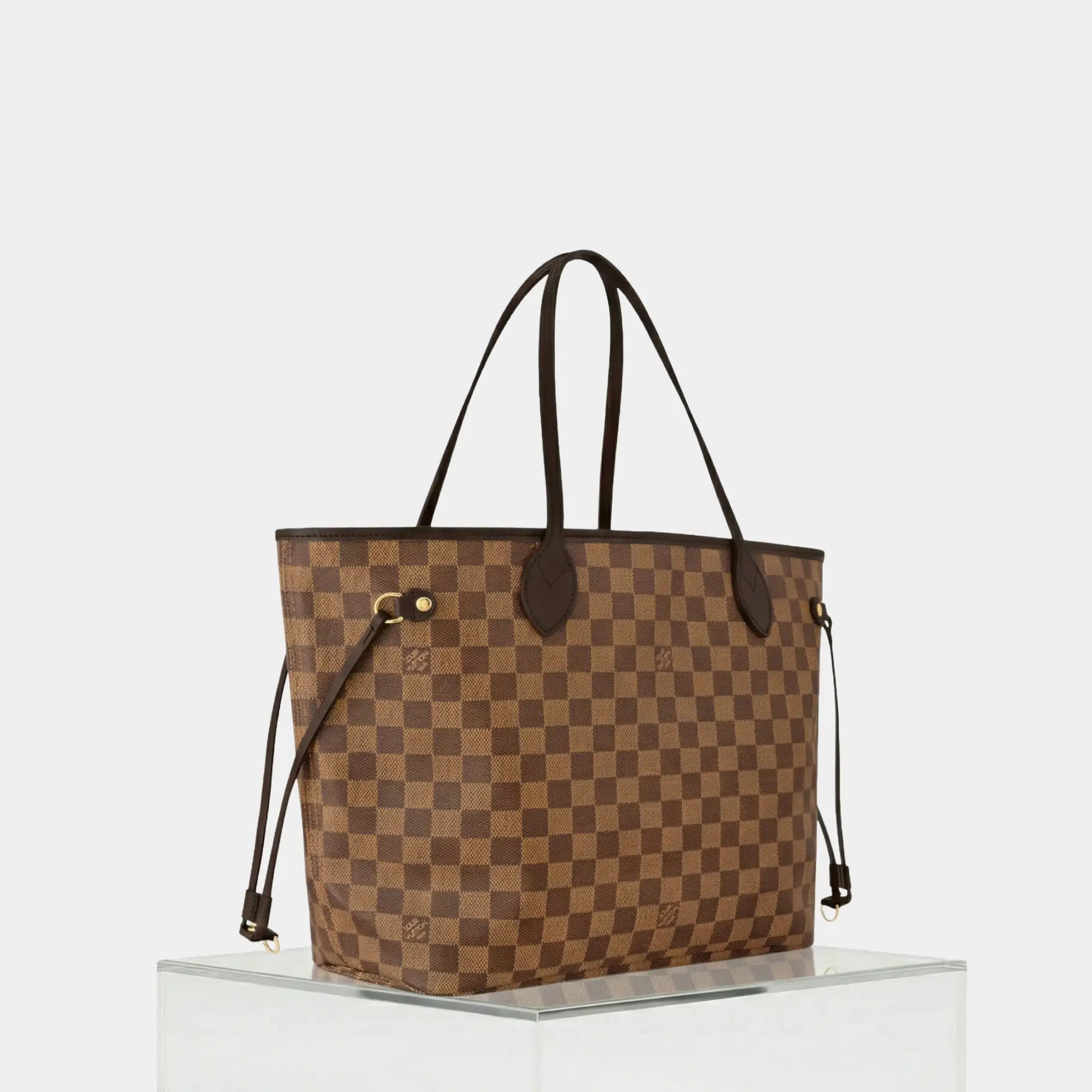 Louis Vuitton Neverfull MM Tote In Damier Ebene, Rose Ballerine, Side