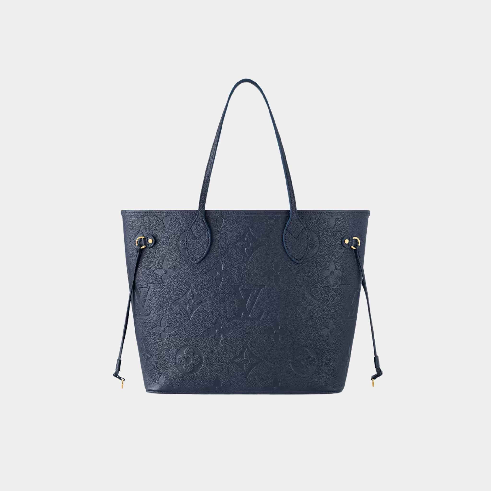 Louis Vuitton Neverfull MM Tote Bag Monogram Empreinte, Navy, Front