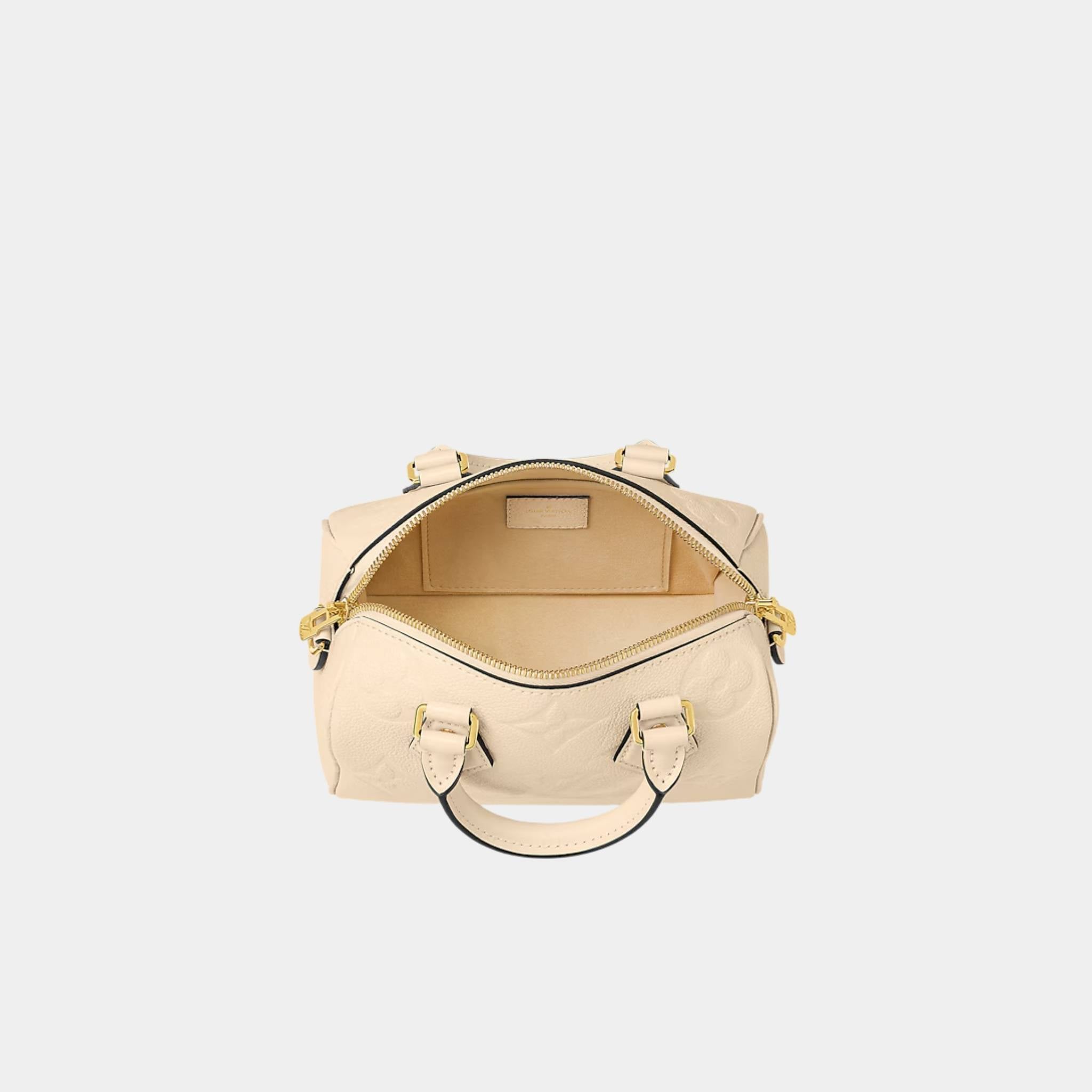 Louis Vuitton Speedy Bandouliere 20 Bag In Monogram Empreinte Leather, Cream, Top