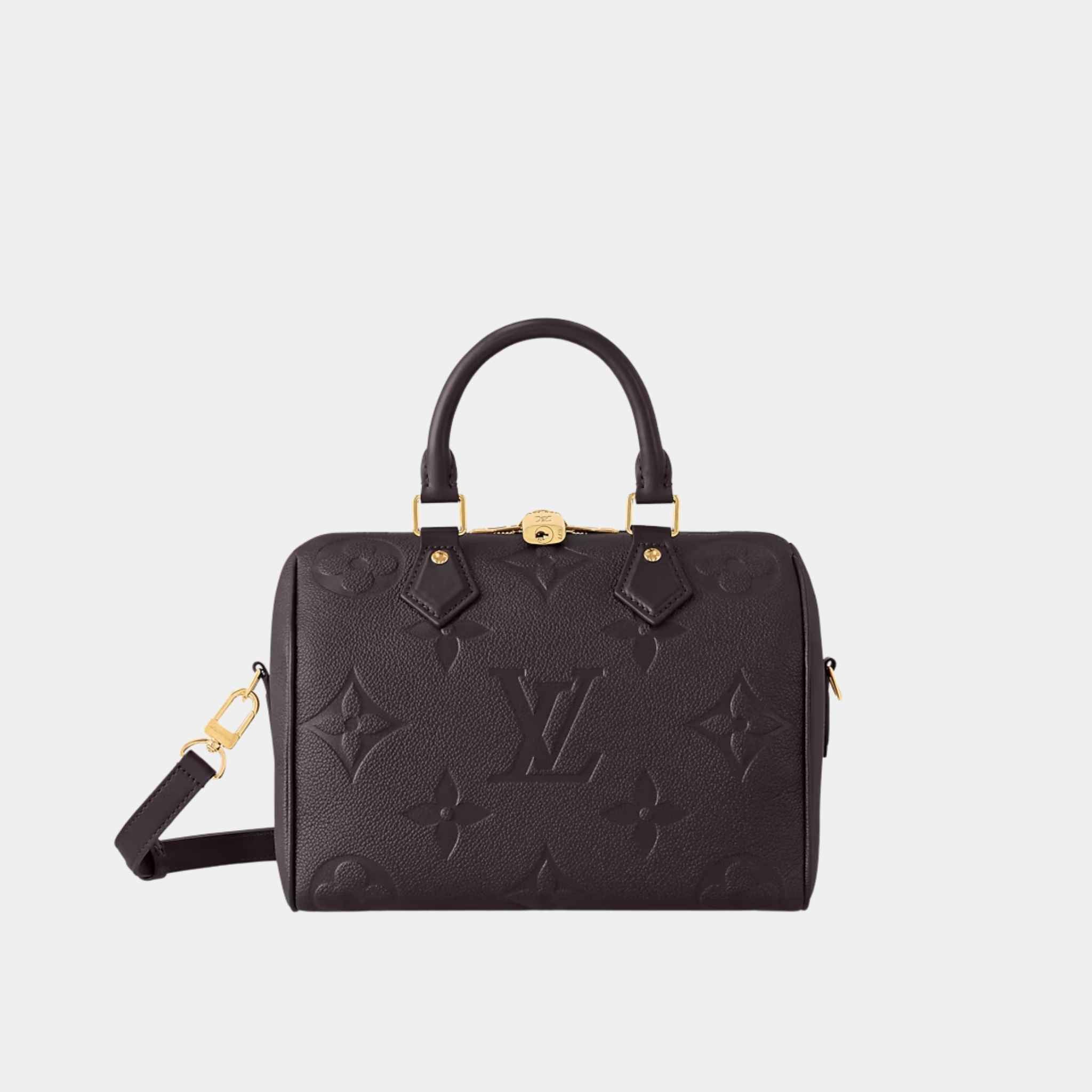 Louis Vuitton Speedy Bandouliere 25 Bag Monogram Empreinte, Chocolate, Front