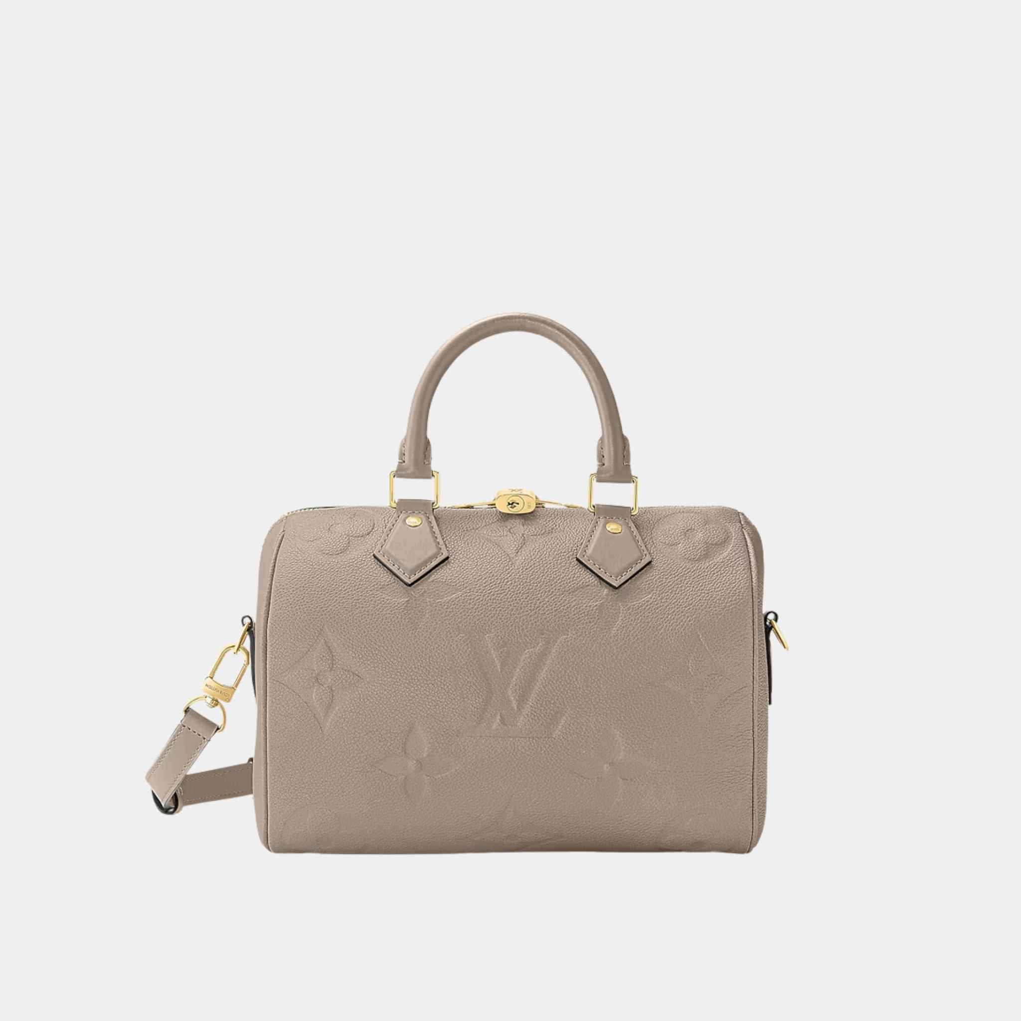 Louis Vuitton Speedy Bandouliere 25 Bag Monogram Empreinte, Tourterelle, Front