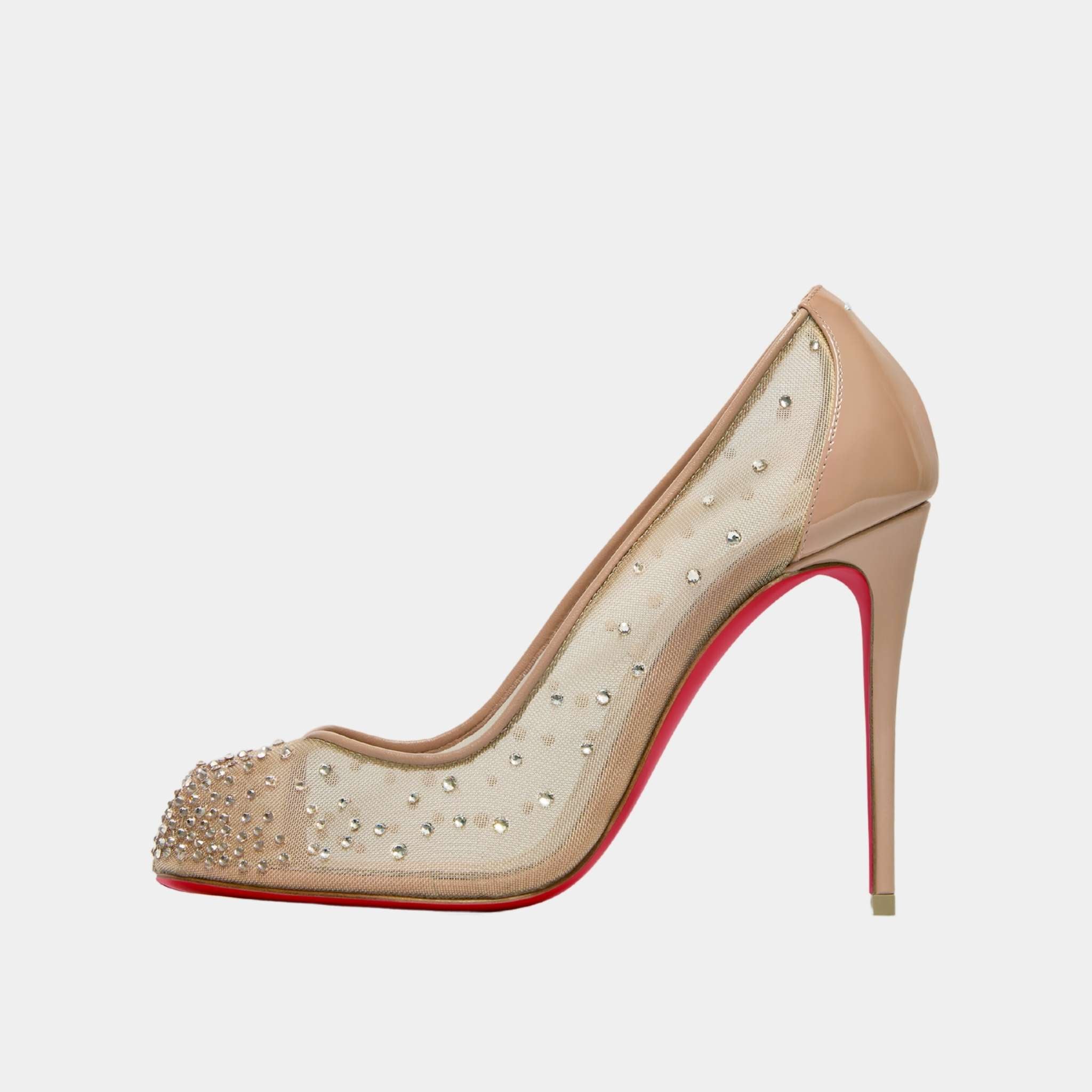 Maison Margiela Bridiela Una Strass Pump Mesh with Calf Leather, Nude, Side