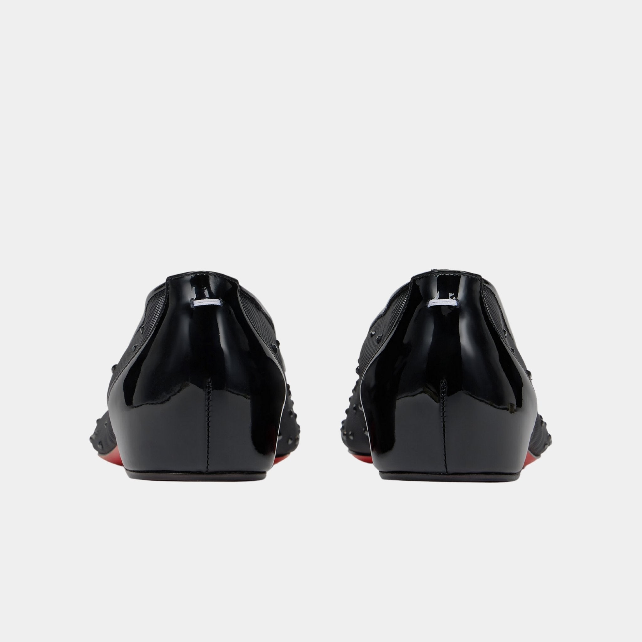 Maison Margiela Marlougiela Strass Ballerina Shoes Mesh Calf Leather, Black, Back