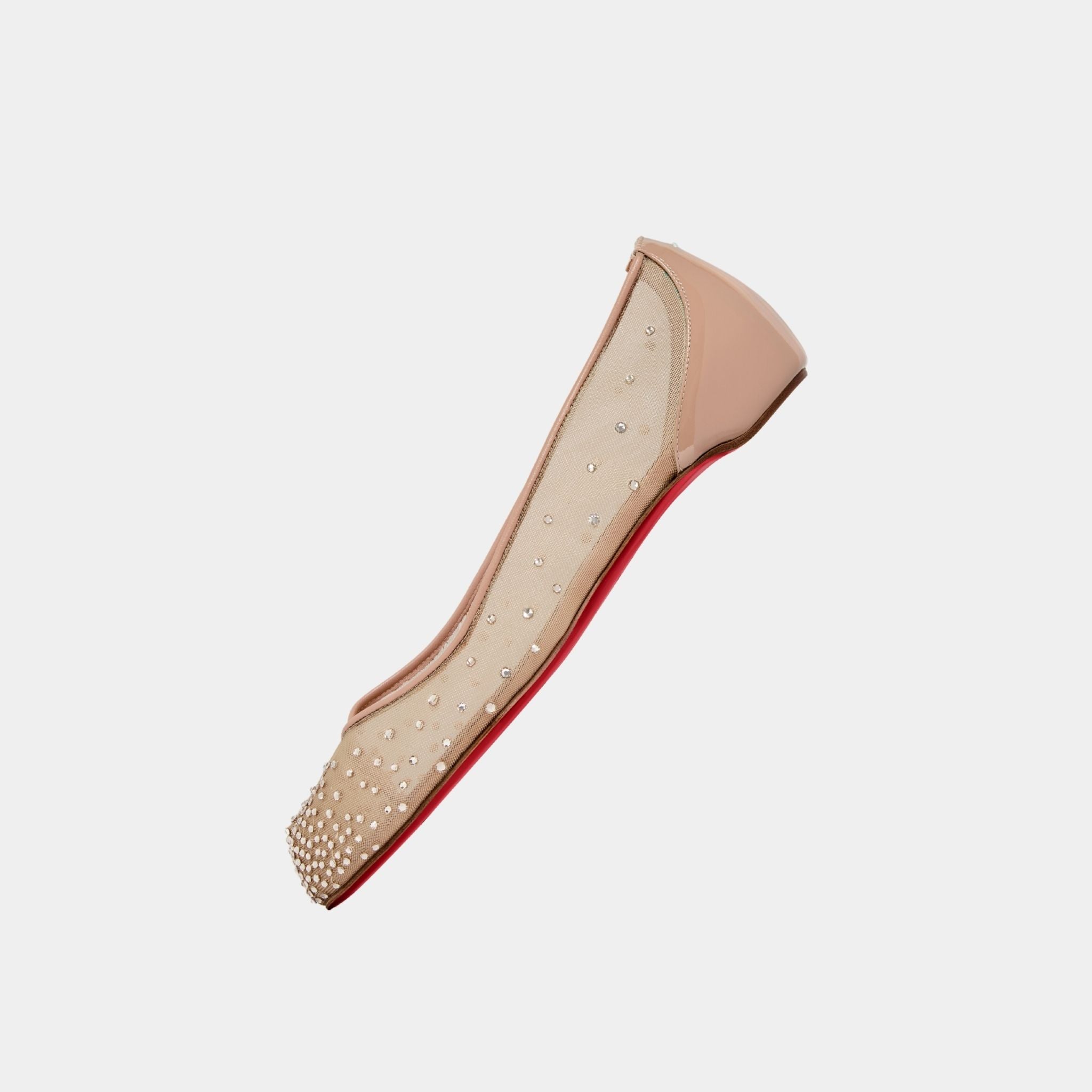 Maison Margiela Marlougiela Strass Ballerina Shoes Mesh Calf Leather, Nude, Side