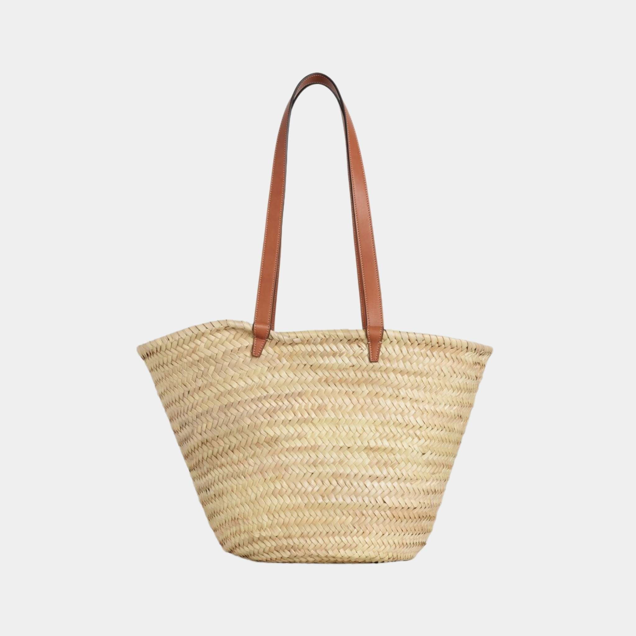 Celine Medium Celine Classic Panier In Palm Leaves And Calfskin, Back