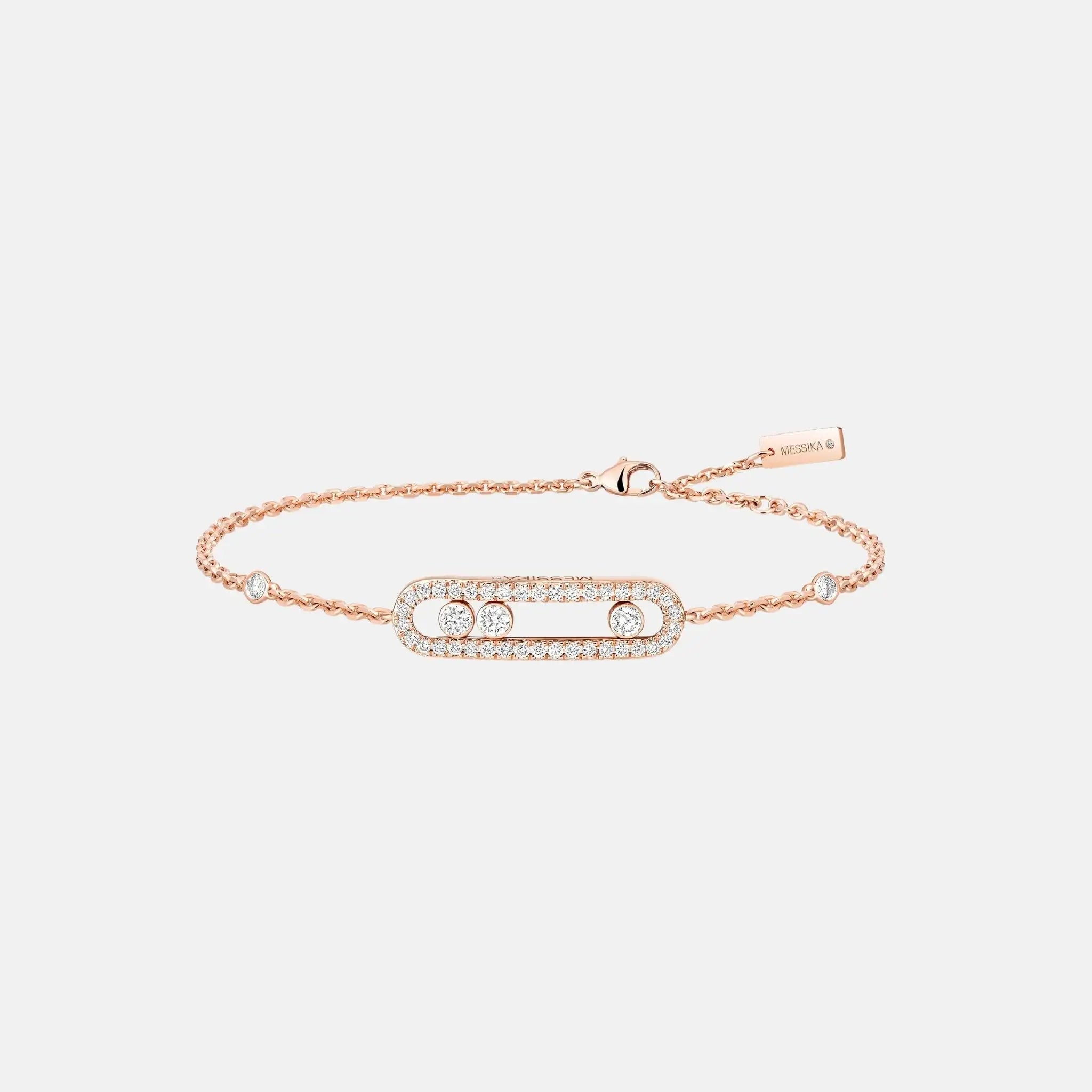 Messika Baby Move Pave Gold Diamond Bracelet, Pink Gold