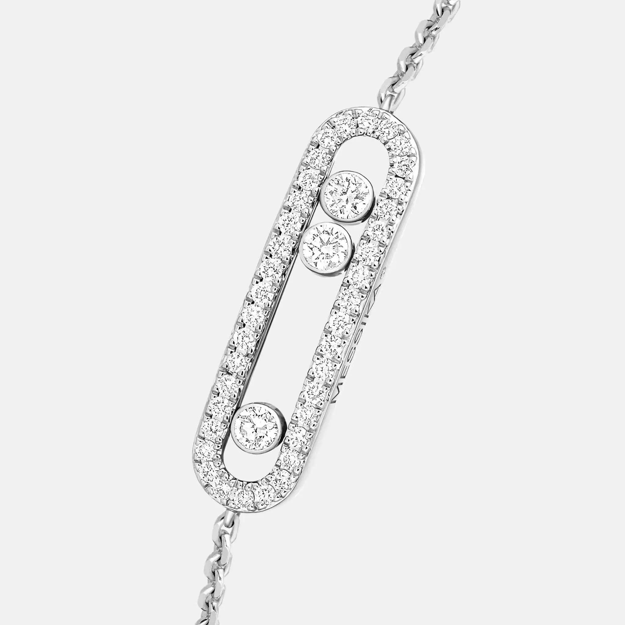 Messika Baby Move Pave Gold Diamond Bracelet, White Gold, Close