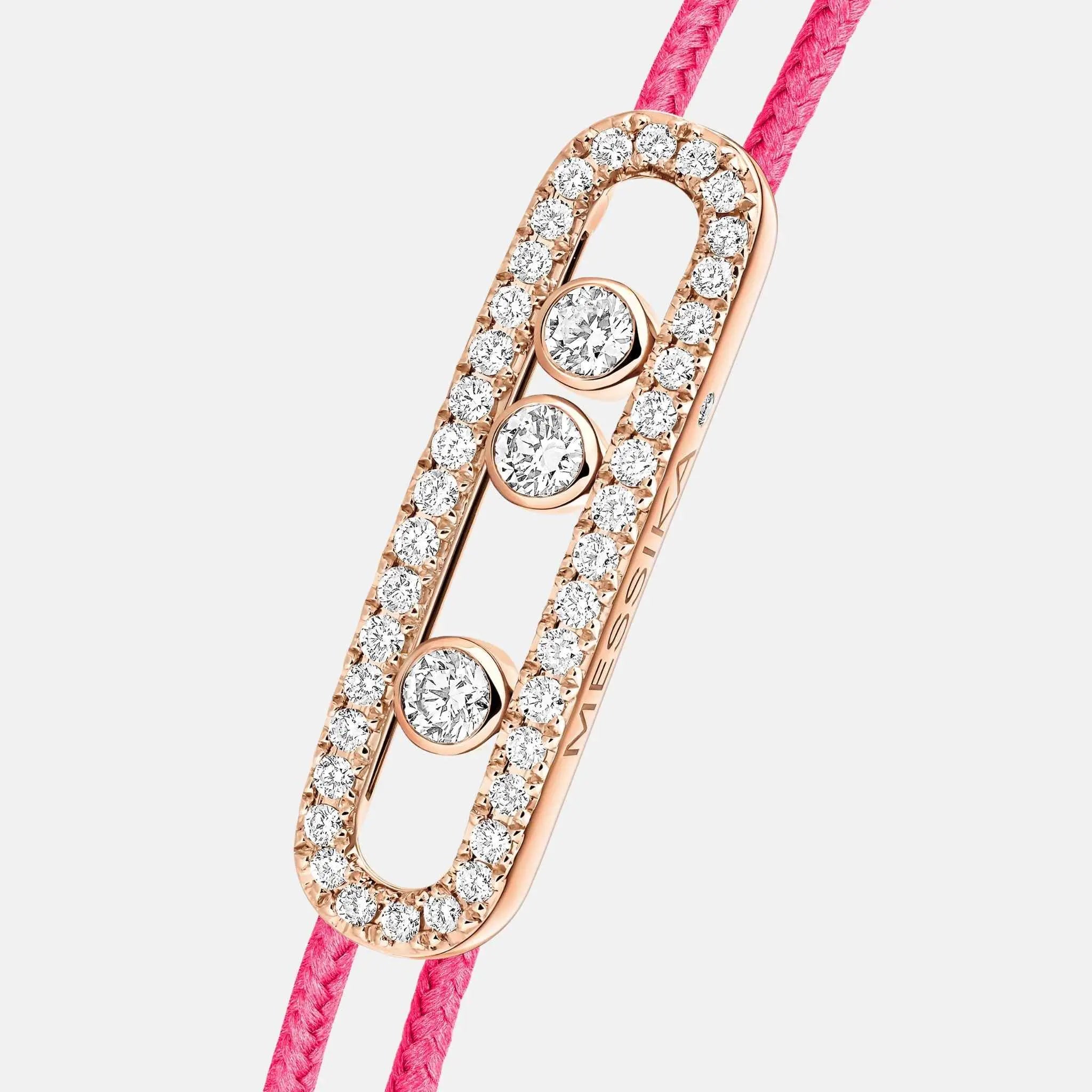 Messika Cares Cord Pave Pink Gold Diamond Bracelet, Pink, Close