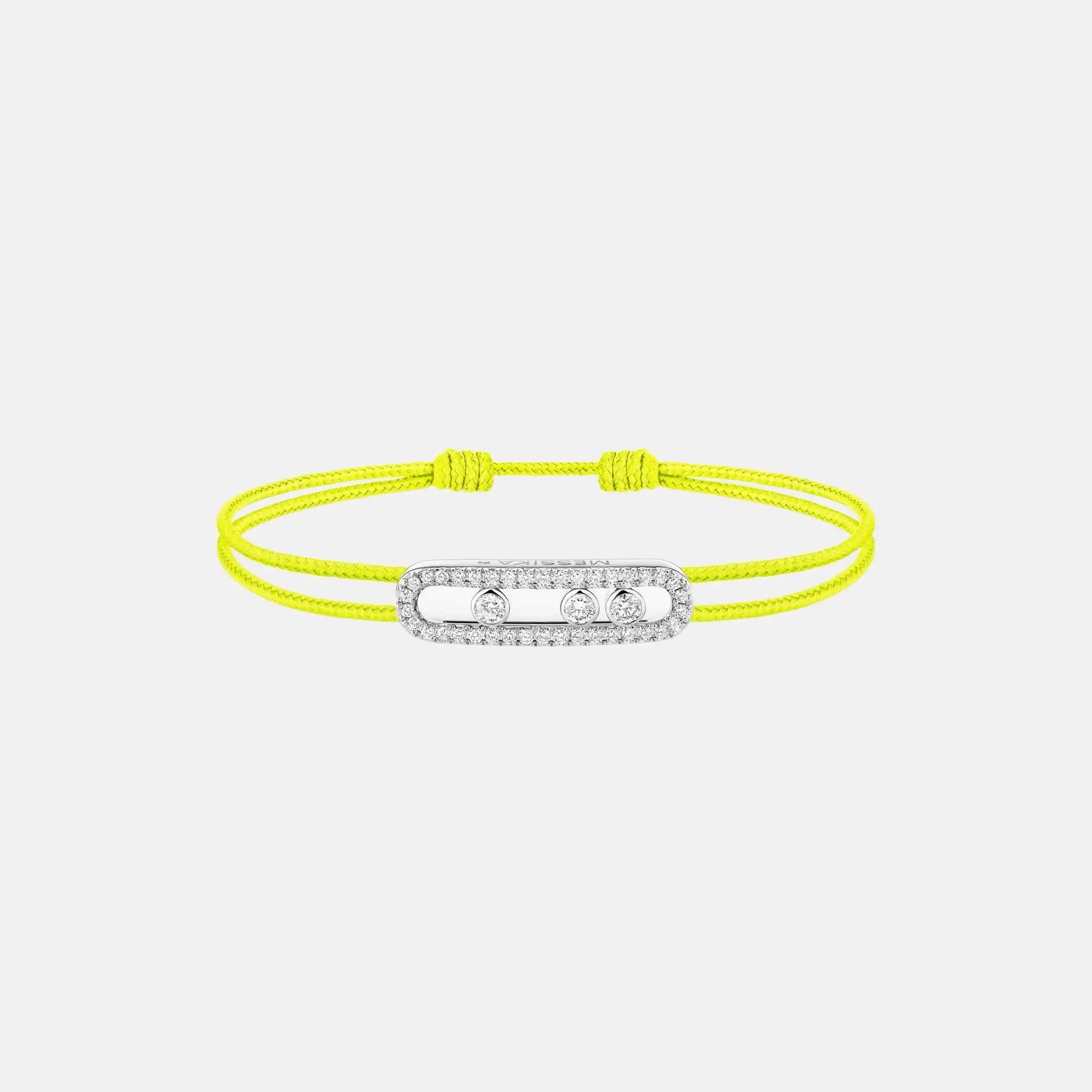 Messika Cares Cord Pave White Gold Diamond Bracelet, Yellow