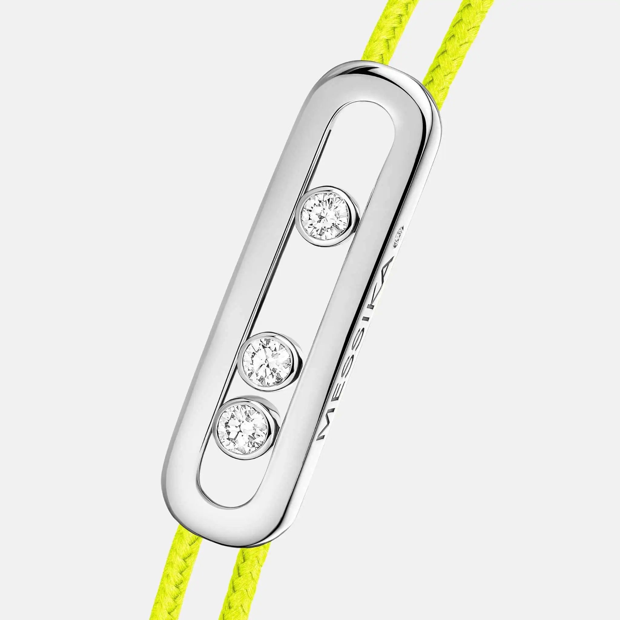 Messika Cares Cord White Gold Diamond Bracelet, Yellow, Close