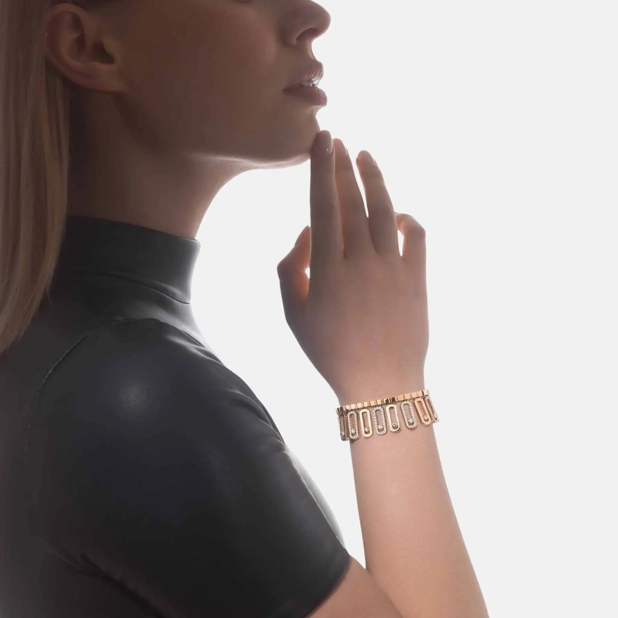 Messika Move Iconica Pave Gold Diamond Bracelet, Pink gold, Model