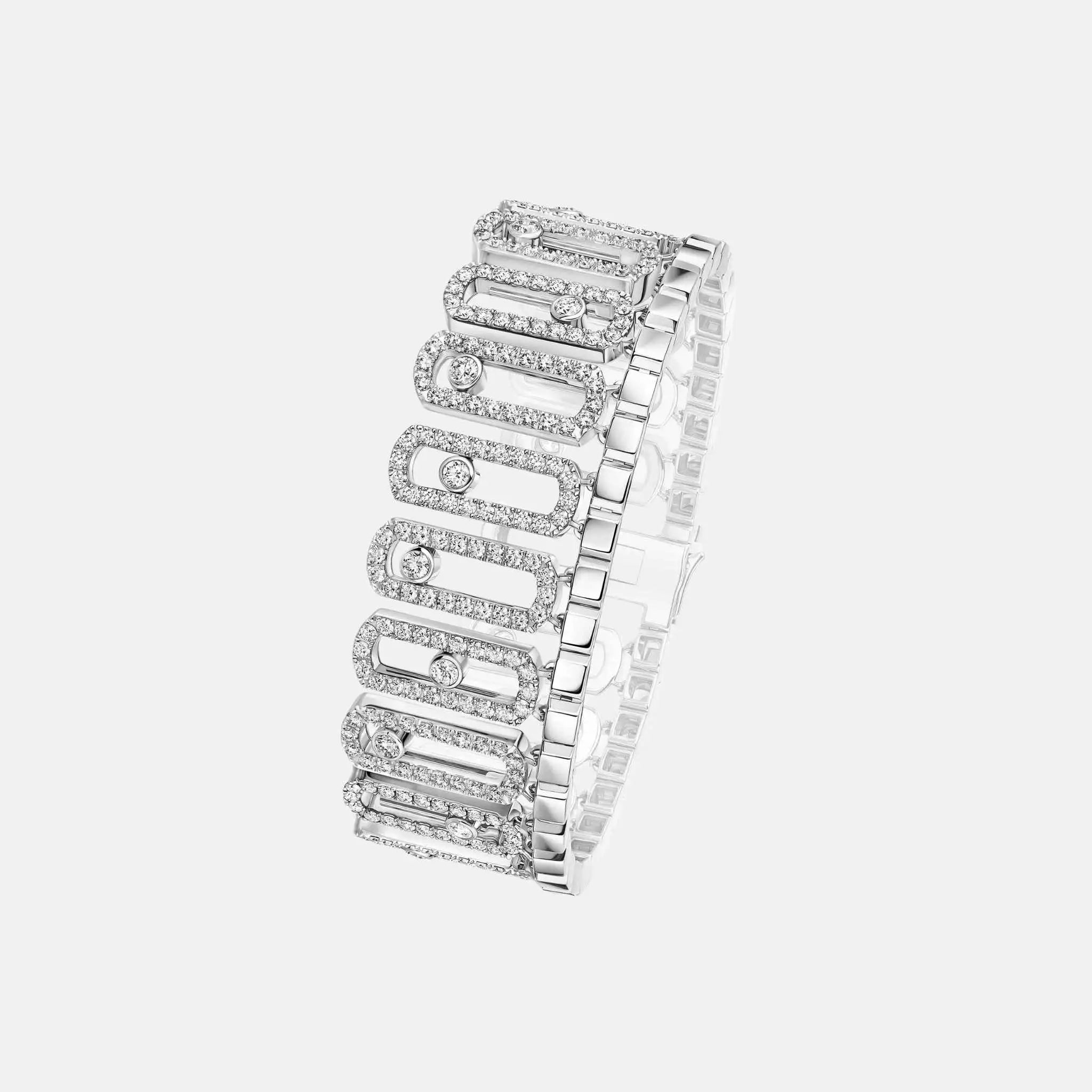 Messika Move Iconica Pave Gold Diamond Bracelet, White gold, Side