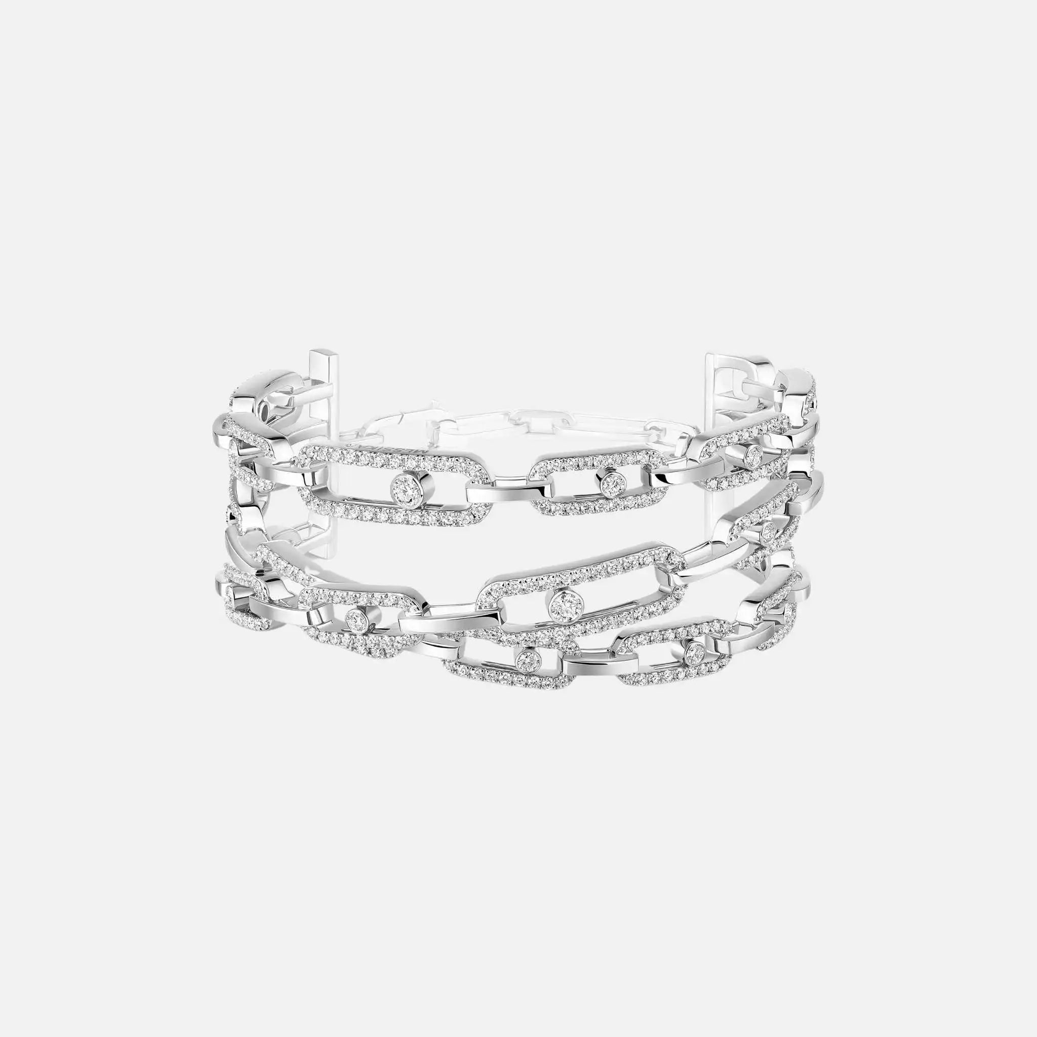 Messika Move Link 3 Row Cuff Diamond Bracelet, White Gold