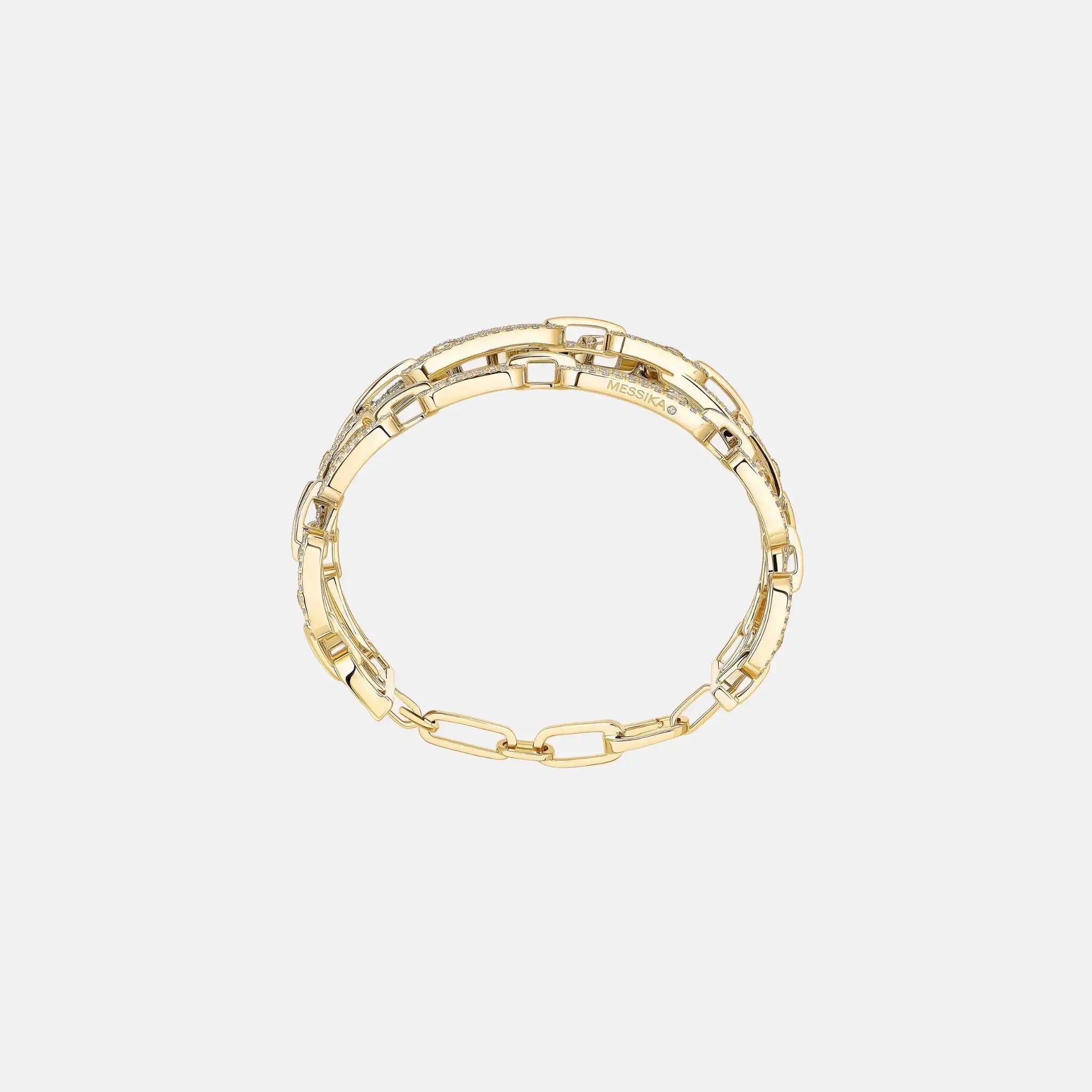 Messika Move Link 3 Row Cuff Diamond Bracelet, Yellow Gold, Side