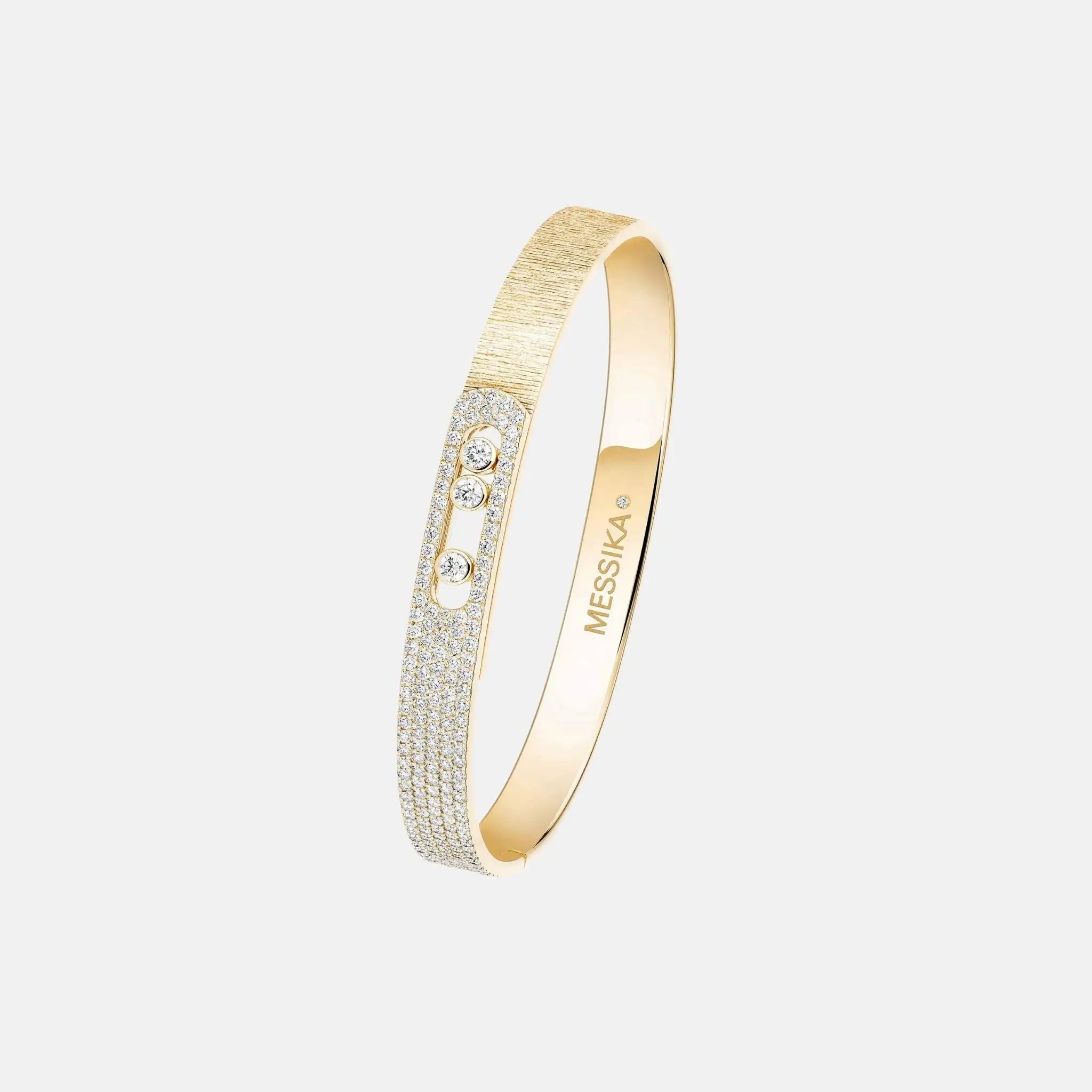 Messika Move Noa Cisele Semi Pave Bangle Diamond Bracelet, Yellow Gold, Side