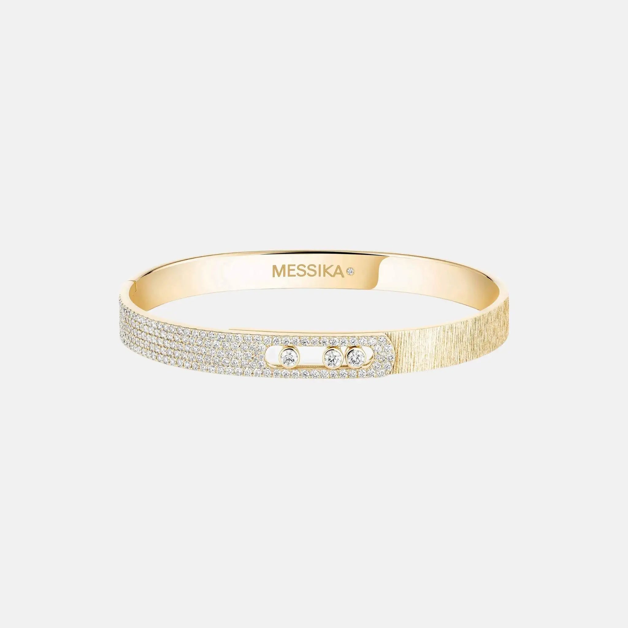 Messika Move Noa Cisele Semi Pave Bangle Diamond Bracelet, Yellow Gold