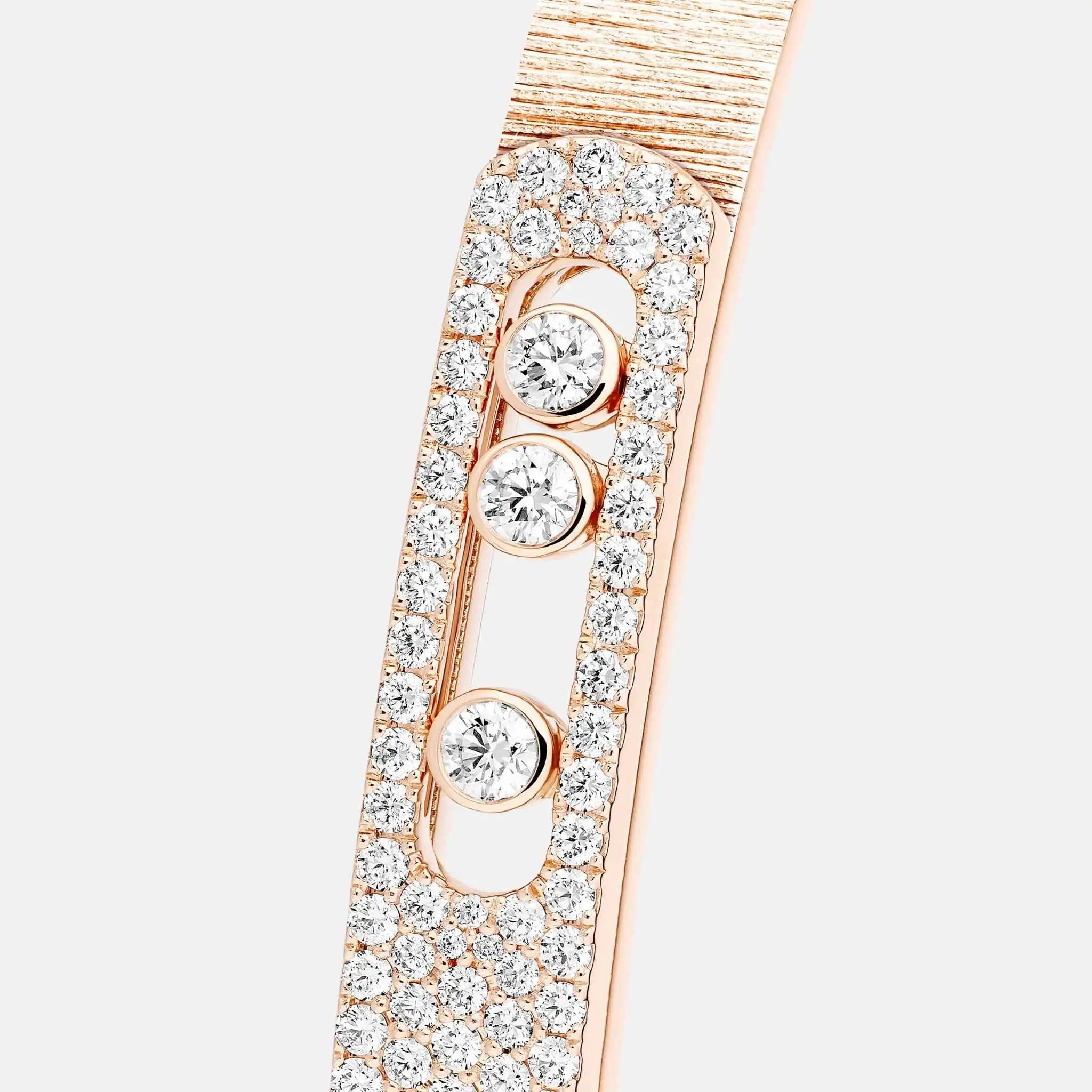 Move Noa Cisele Semi Pave Bangle Large Gold Diamond Bracelet