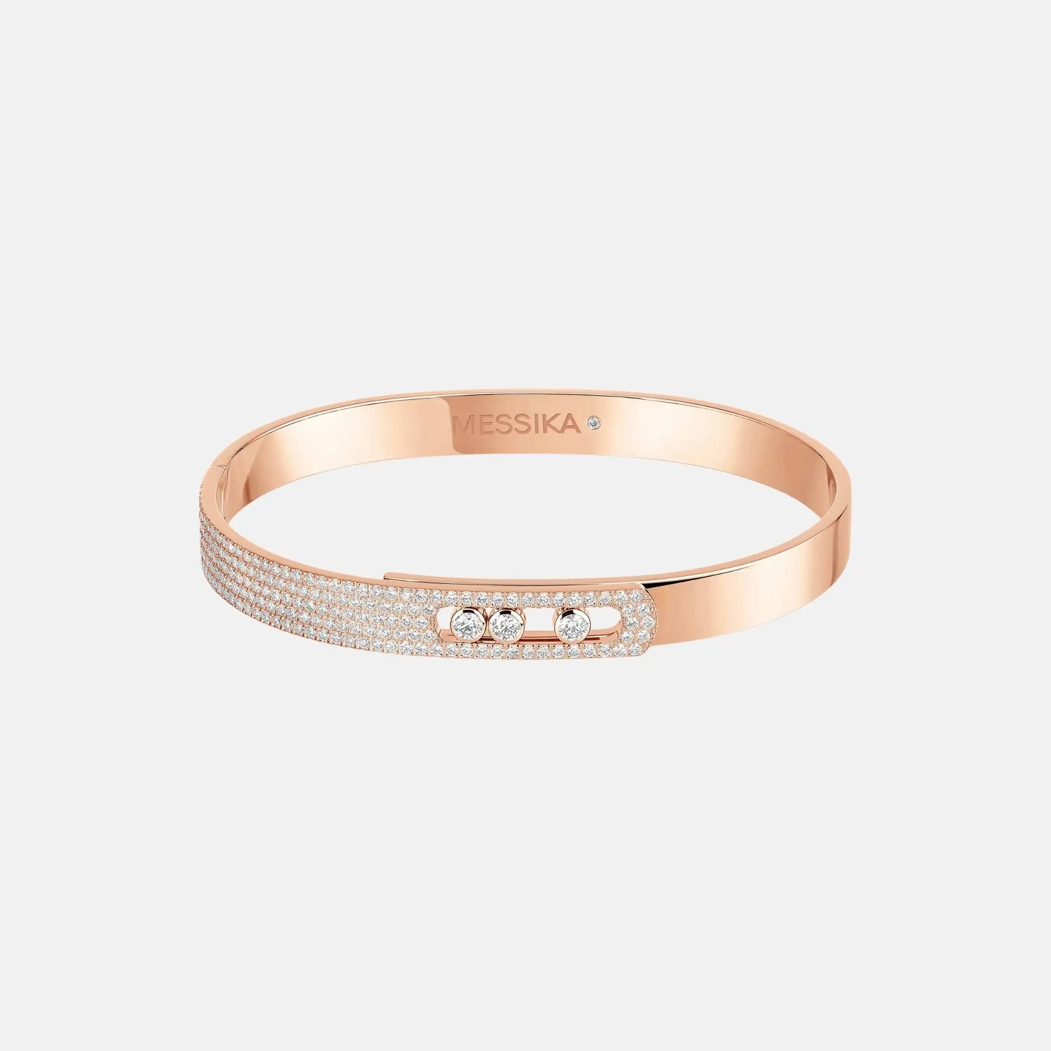 Messika Move Noa Semi Pave Bangle Large Gold Diamond Bracelet, Pink Gold