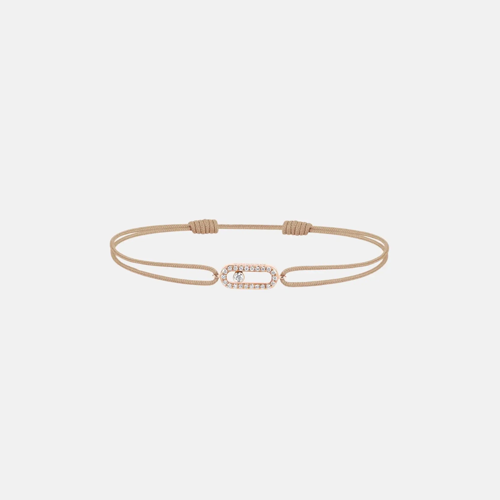Messika Move Uno Cord Pink Gold Diamond Bracelet, Beige