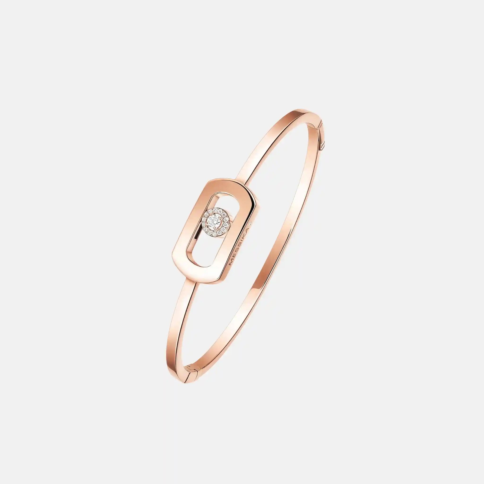 Messika So Move Bangle Gold Diamond Bracelet, Pink Gold, Front