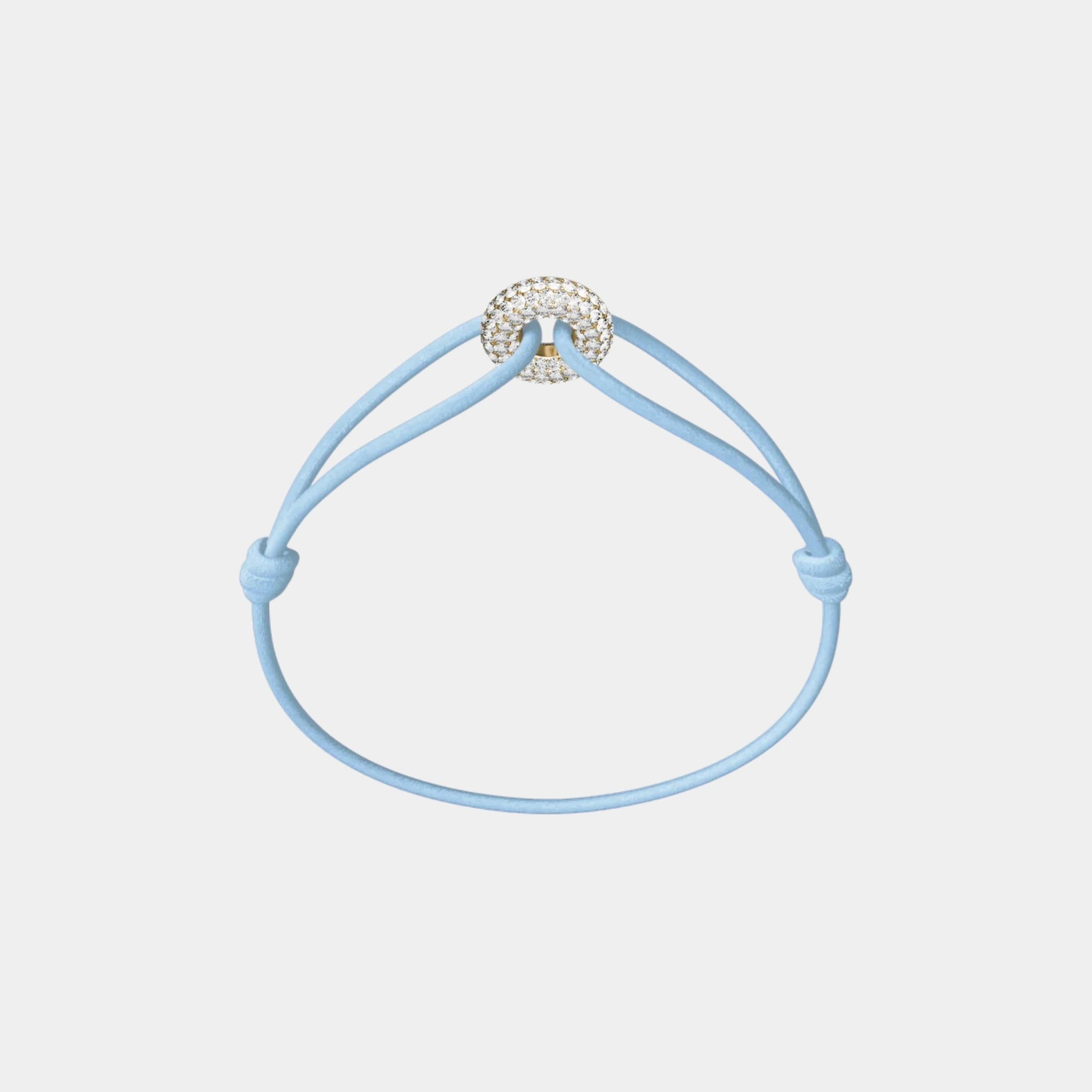 Wecord Mini Golden Soho Pave Cord Bracelet, Light Blue