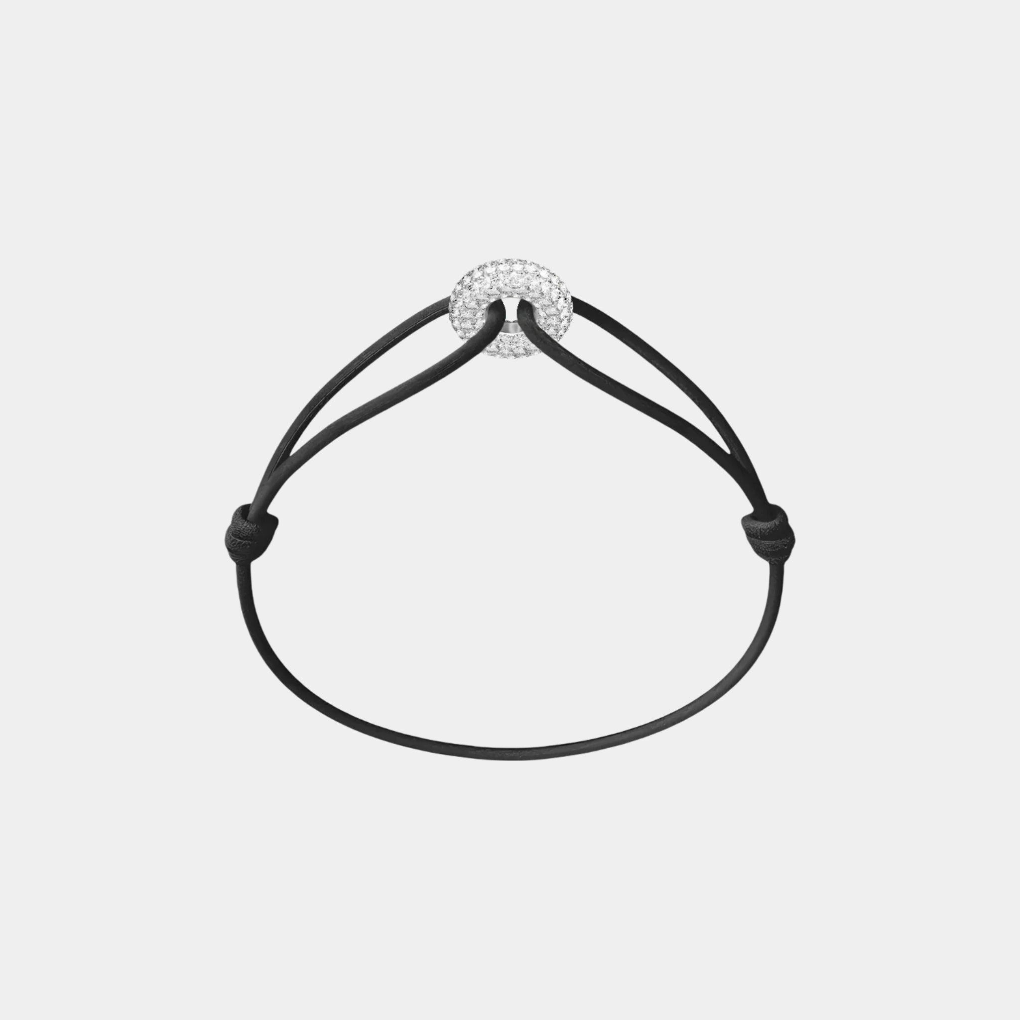 Wecord Mini Silver Soho Pave Cord Bracelet, Black