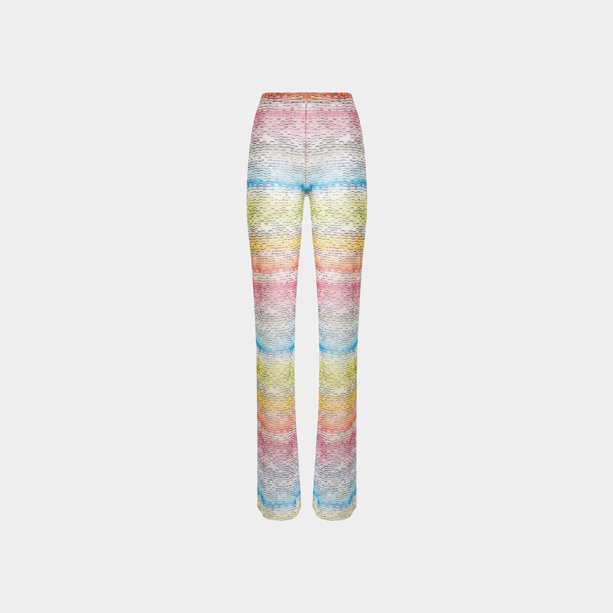 Missoni Straight Trousers In Printed Tulle, White, Front