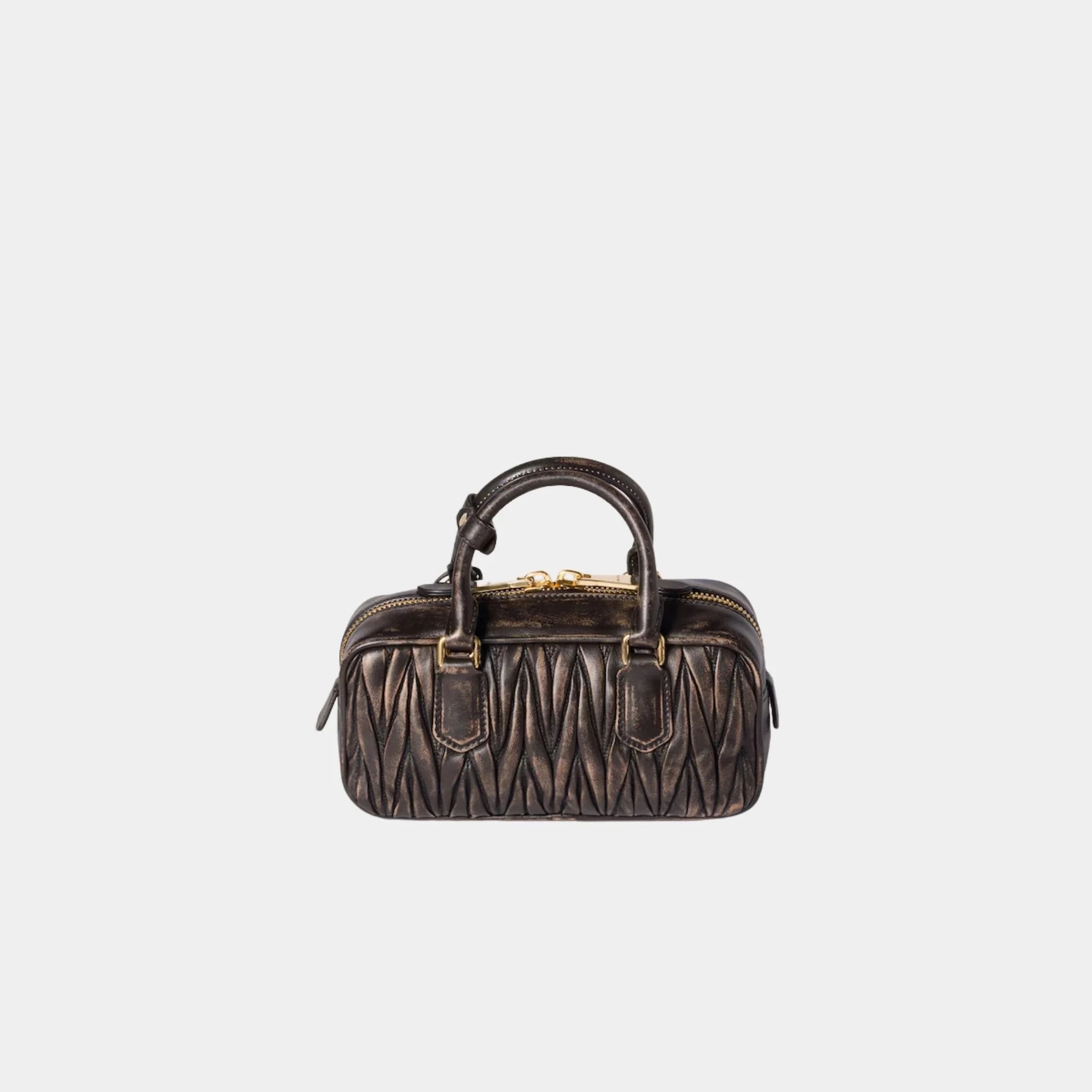 Miu Miu Arcadie Bag in Quilted Nappa Leather, Coffee, Back