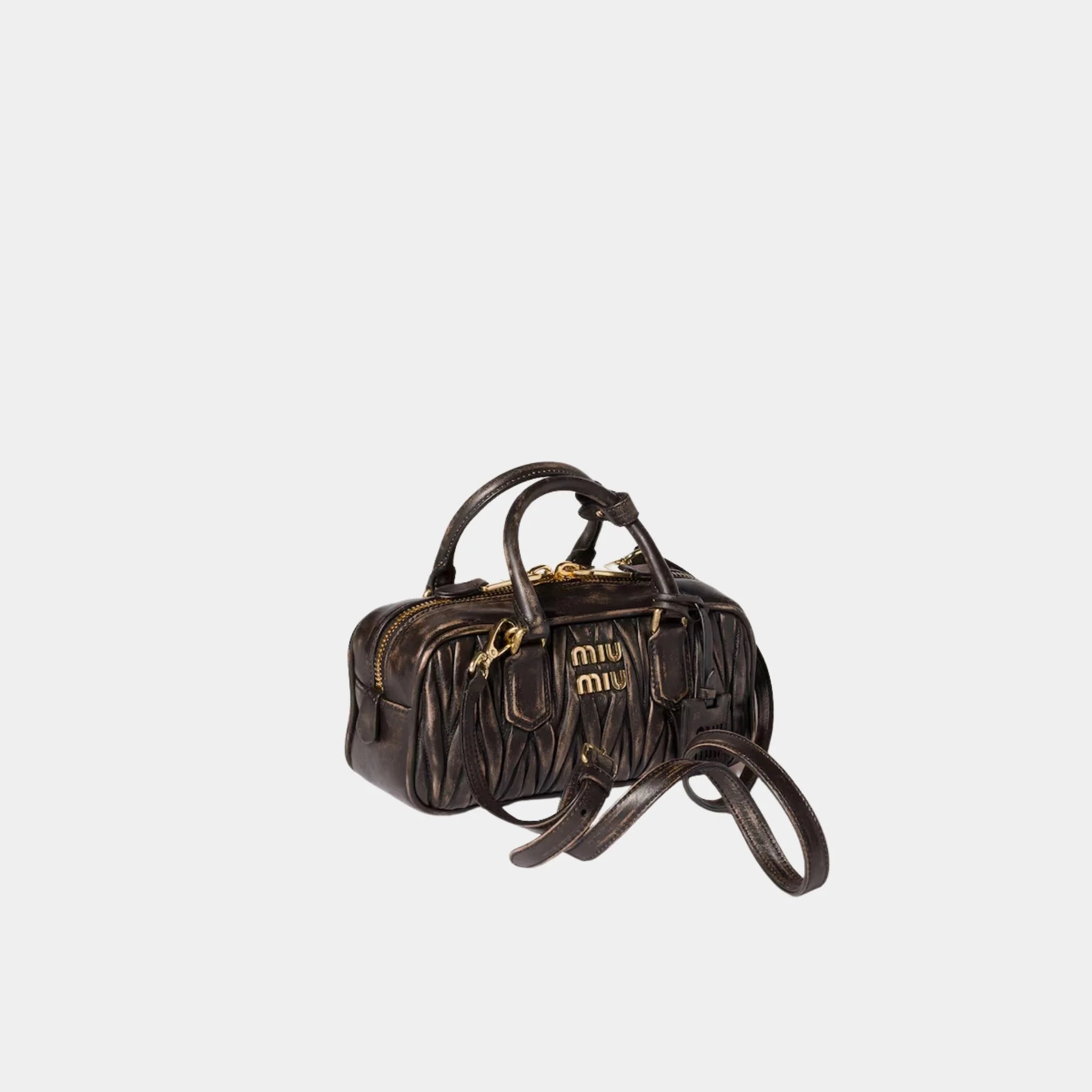 Miu Miu Arcadie Bag in Quilted Nappa Leather, Coffee, Side