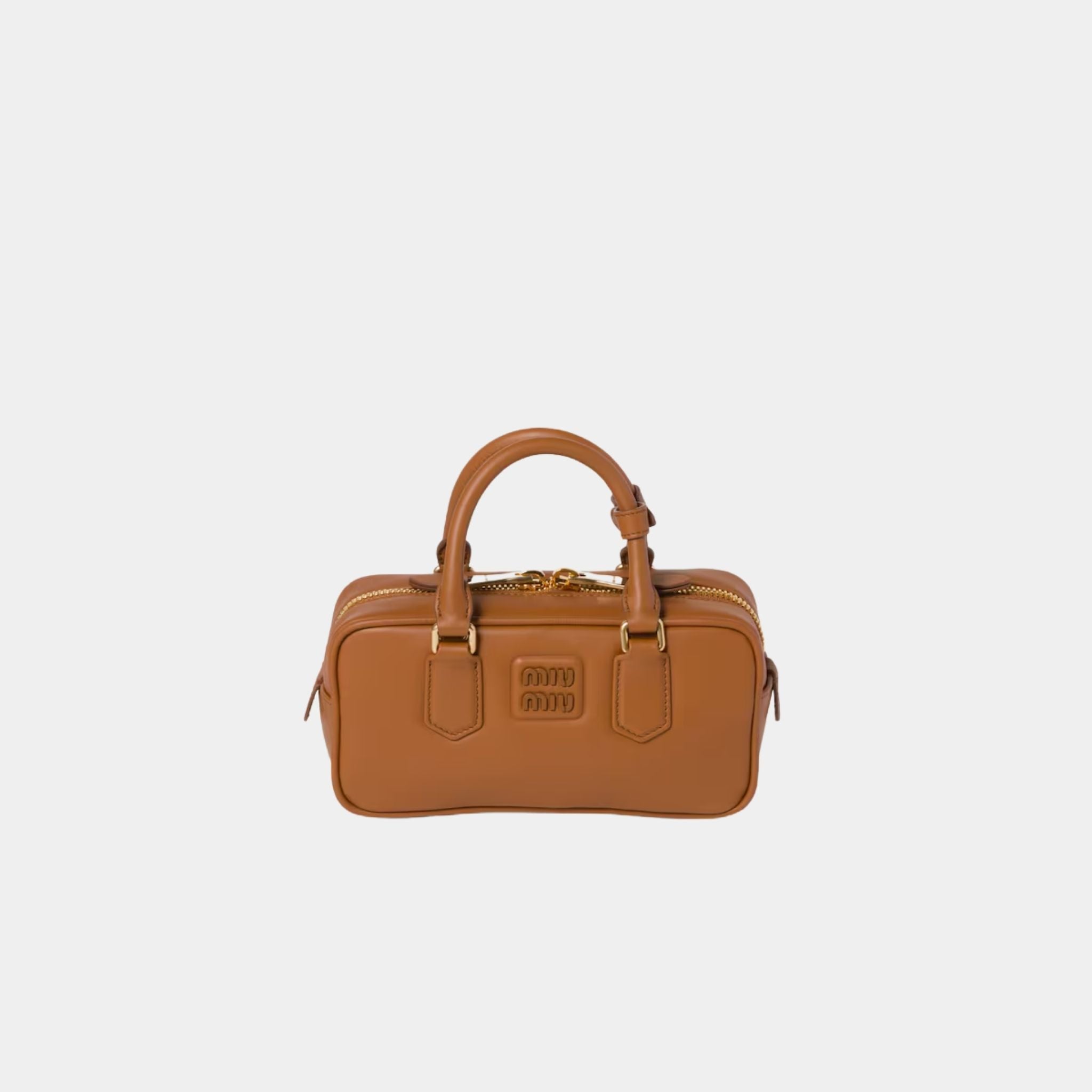 Miu Miu Arcadie Leather Bag, Cognac, Front