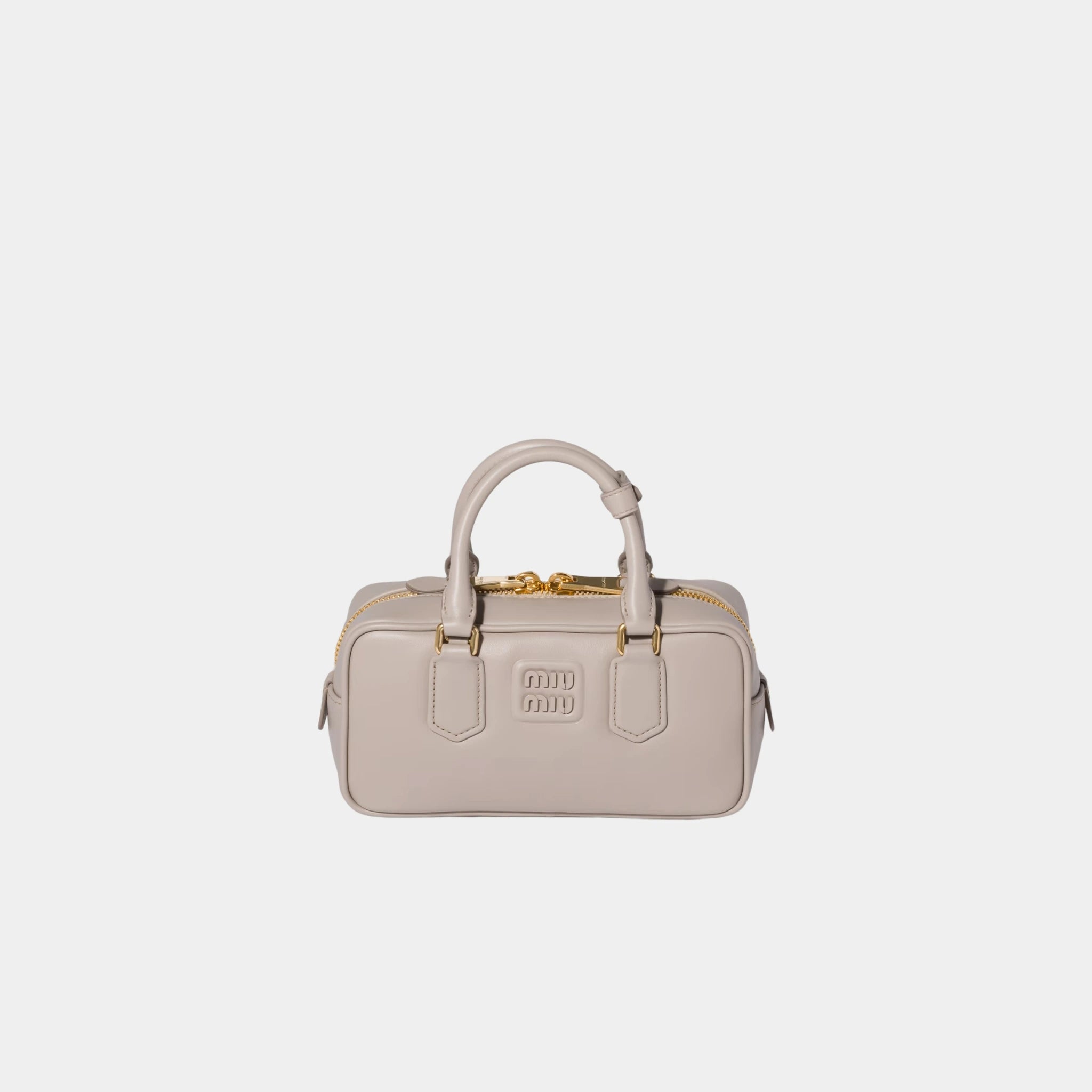 Miu Miu Arcadie Leather Bag, Pumice Stone, Front