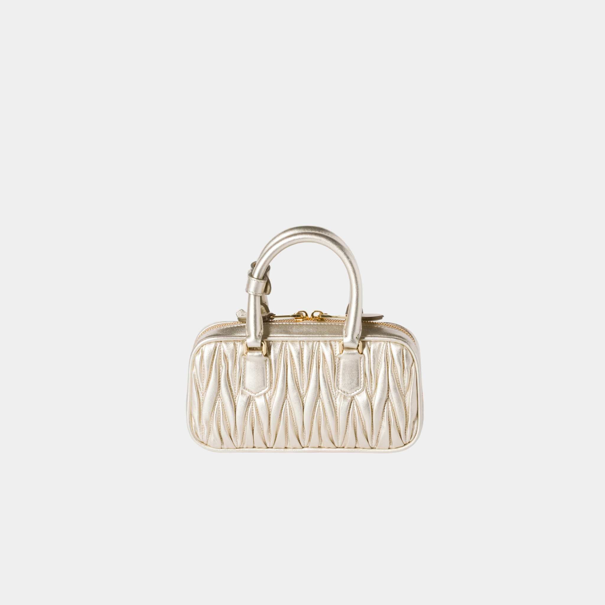 Miu Miu Arcadie Matelassé Nappa Leather Mini Bag Pyrite, Rear