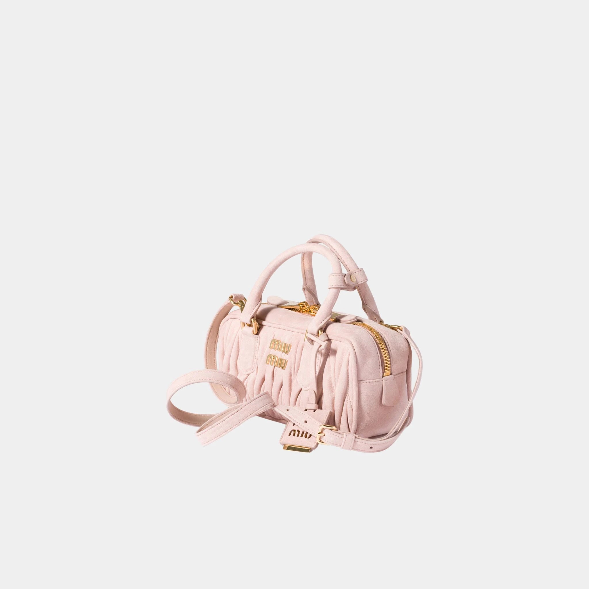 Miu Miu Arcadie Matelassé Suede Bag, Peach, Side