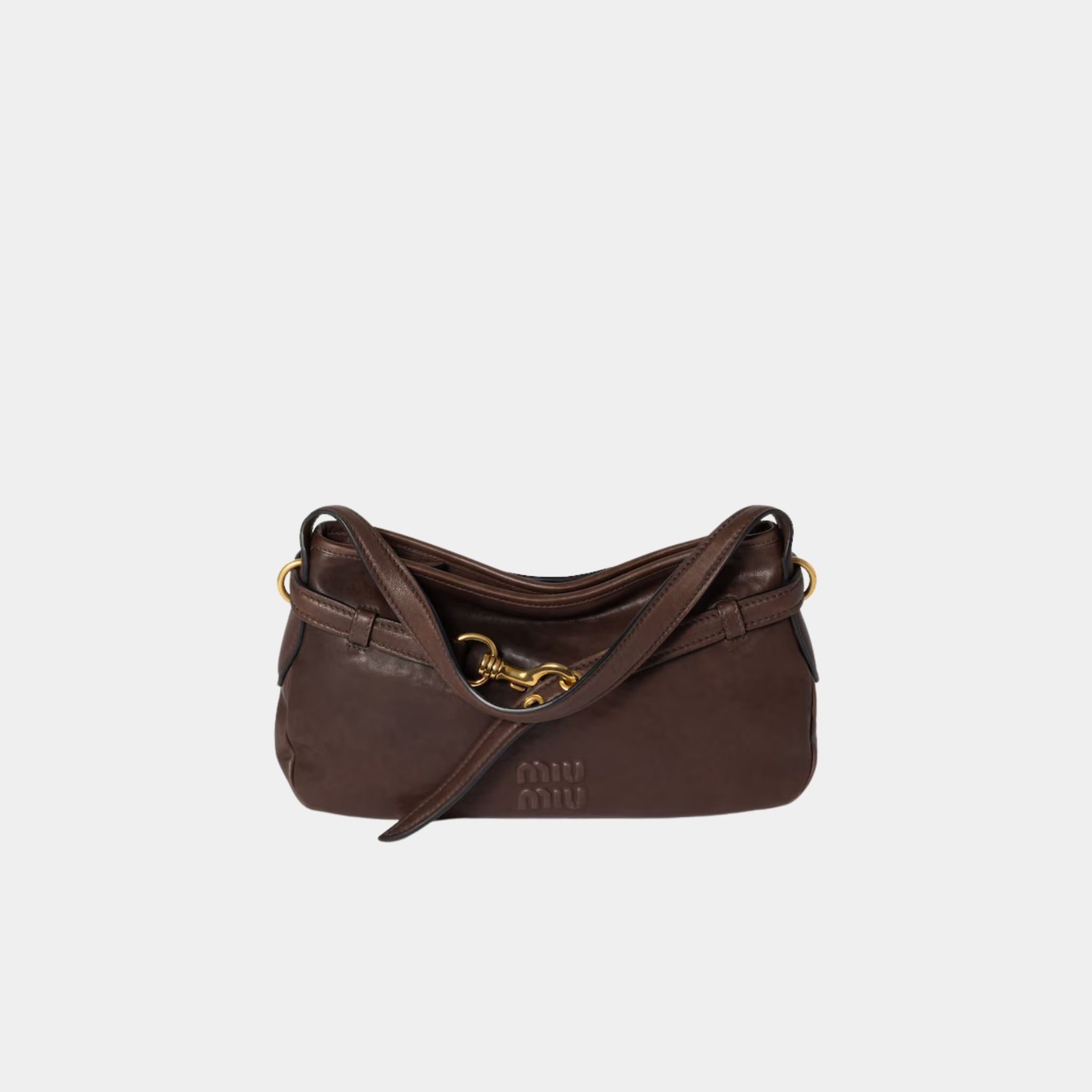 Miu Miu Aventure Nappa Leather Bag, Briarwood, Front