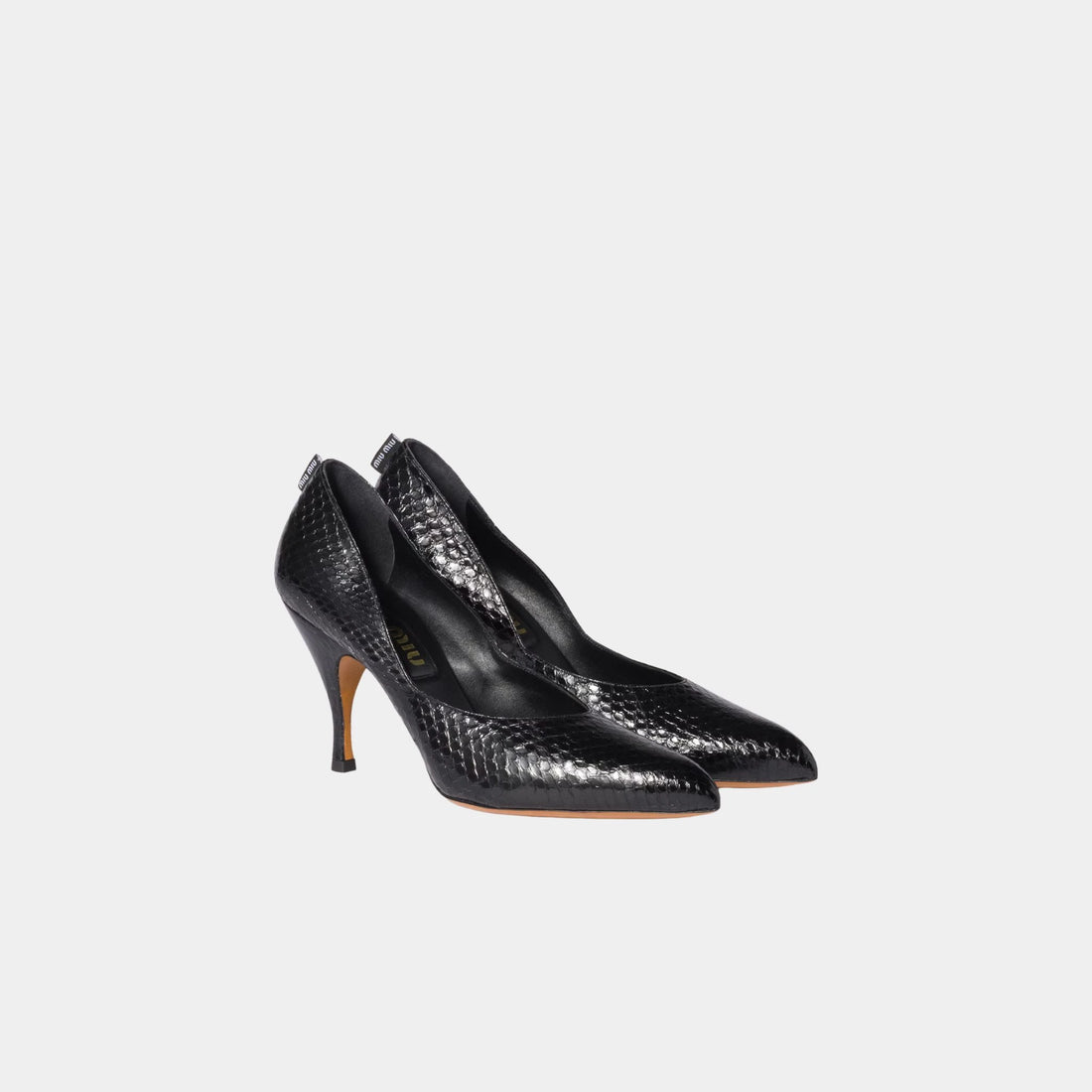 Miu Miu Ayers Leather Pumps, Black, Front
