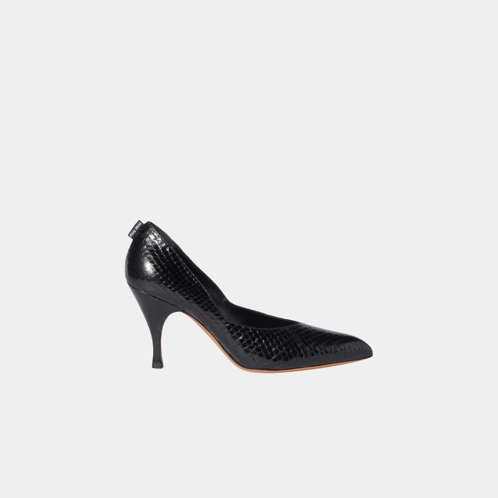 Miu Miu Ayers Leather Pumps, Black, Side