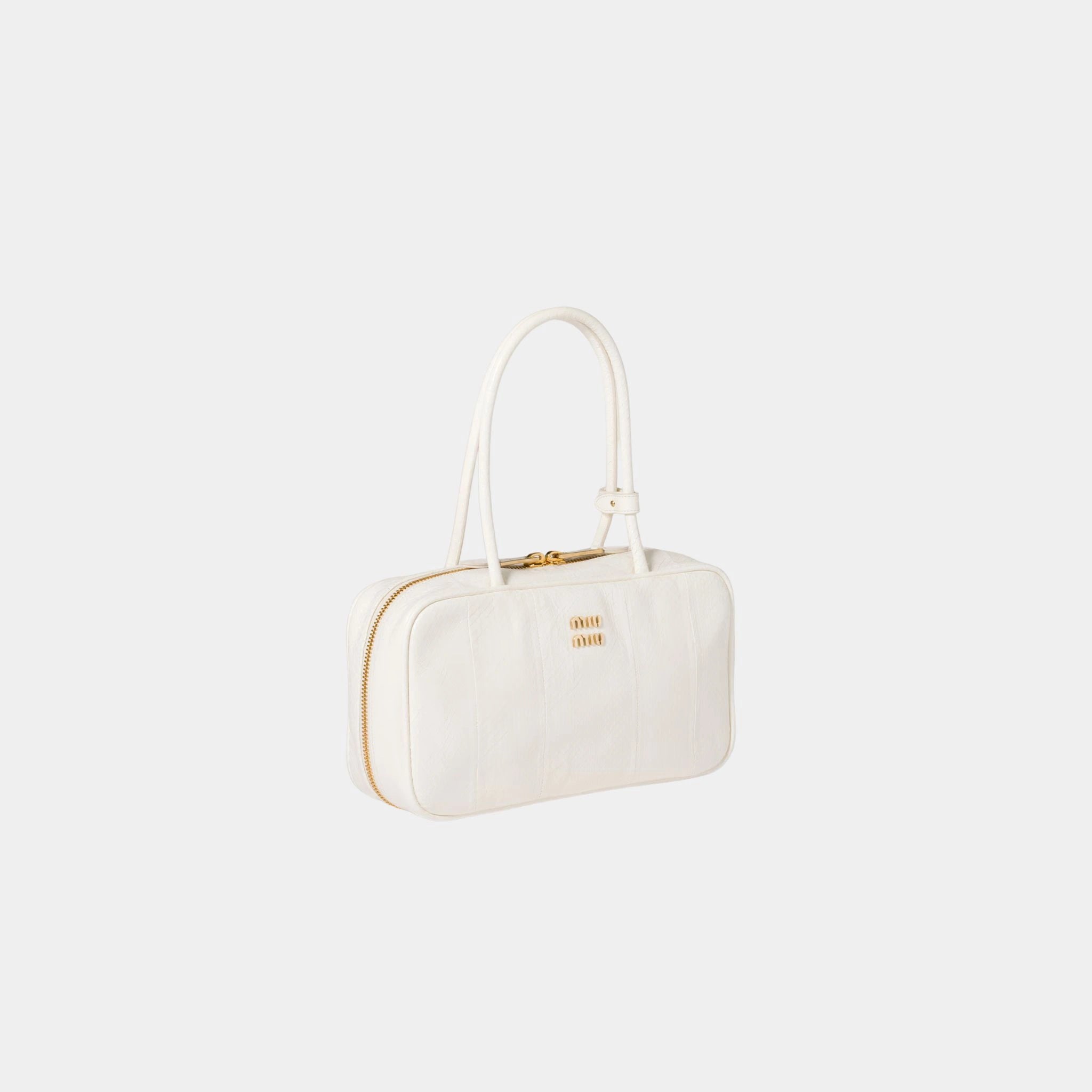 Miu Miu Beau Ayers Leather Bag, White, Side