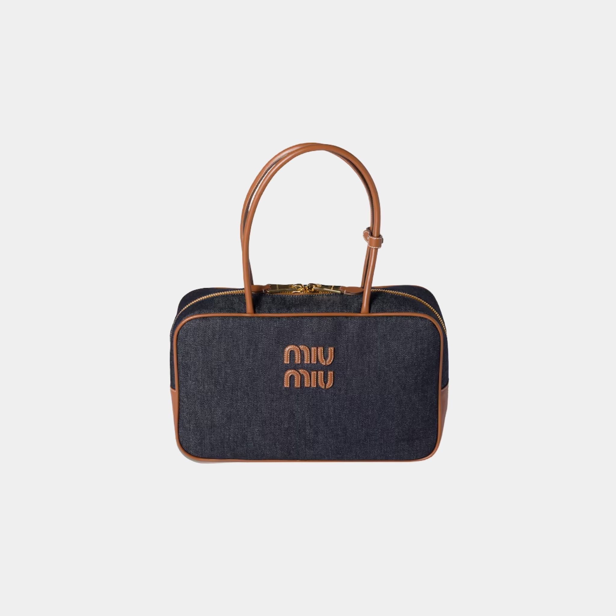 Miu Miu Beau Denim Large Bag, Blue, Brandy, Front