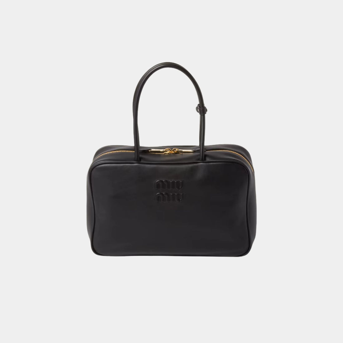 Miu Miu Beau Leather Large Bag, Black, Front