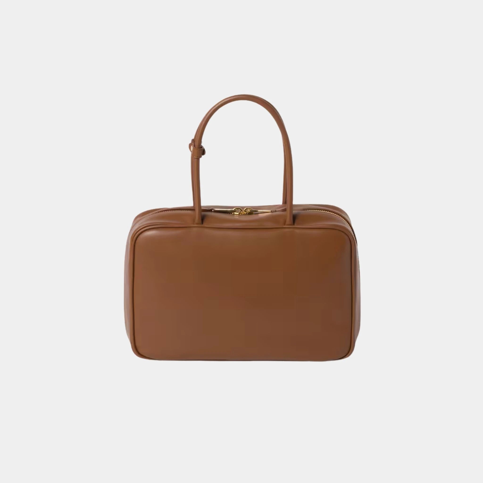 Miu Miu Beau Leather Large Bag, Briarwood, Cognac, Back