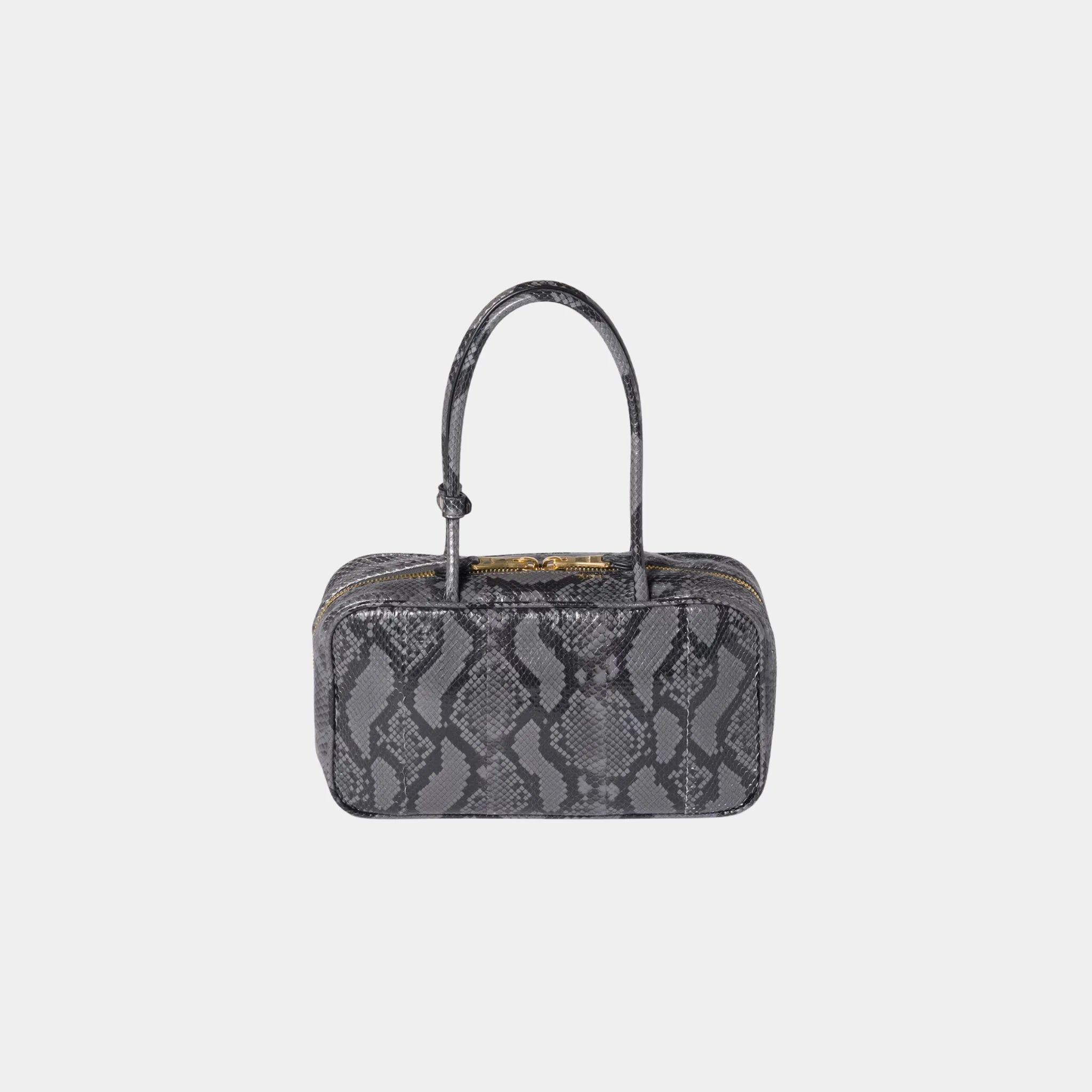 Miu Miu Beau Python-printed Ayers Leather Bag, Slate Gray, Back
