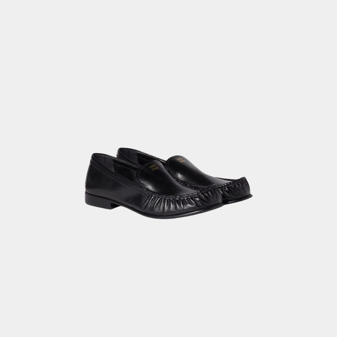 Miu Miu Buffalo Leather Loafers, Black, Front