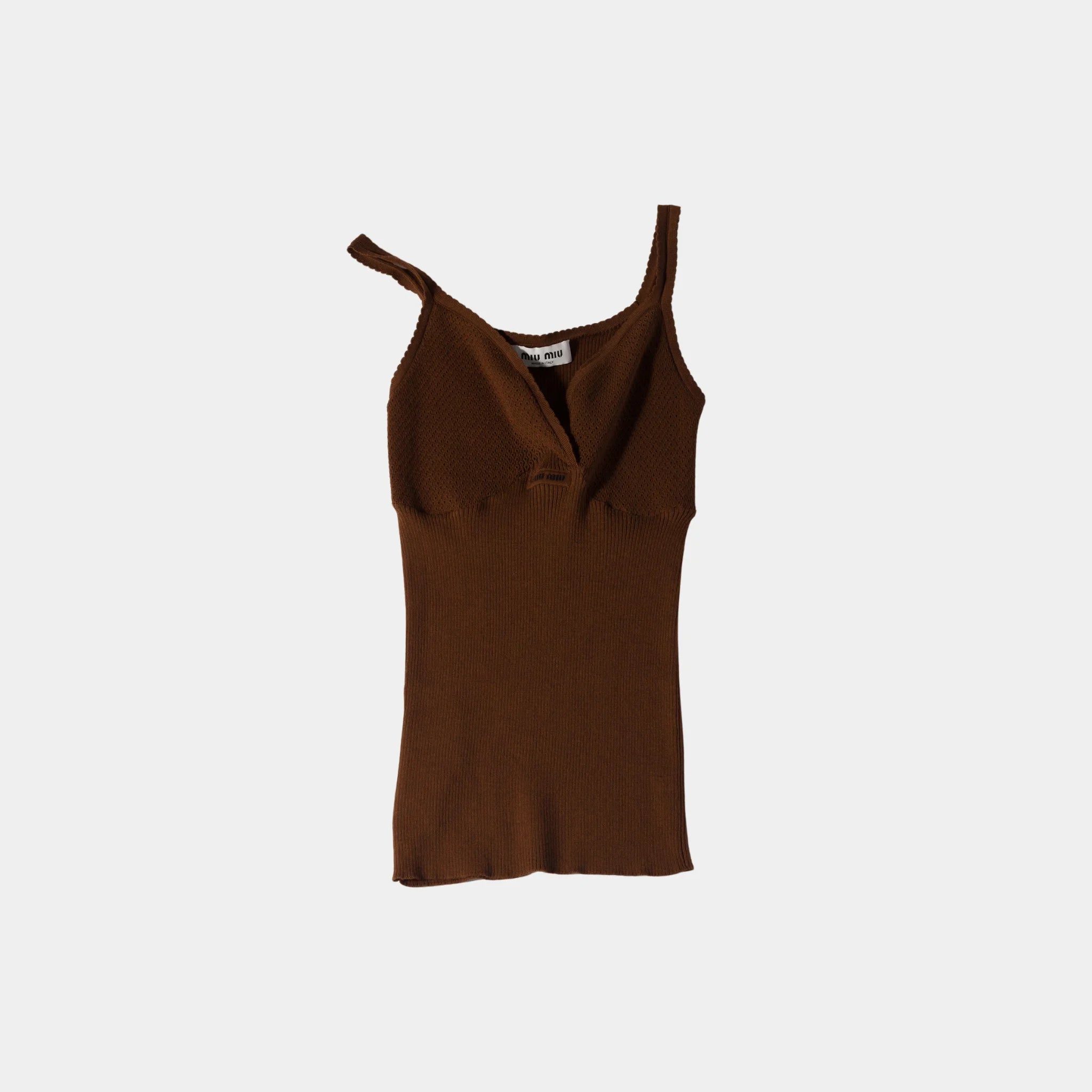 Miu Miu Cotton Knit Top, Cocoa Brown
