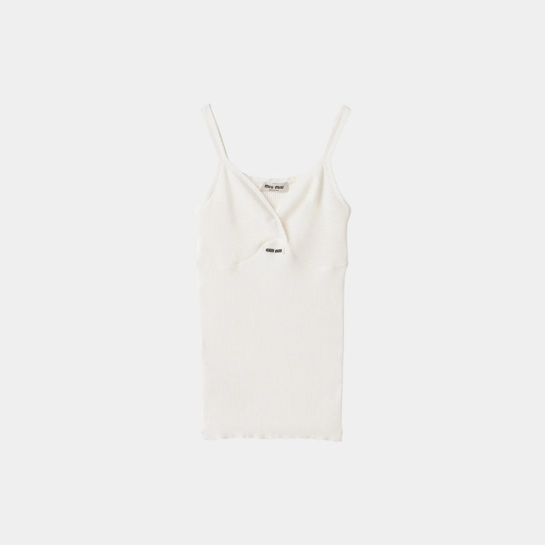 Miu Miu Cotton Knit Top, White, Front