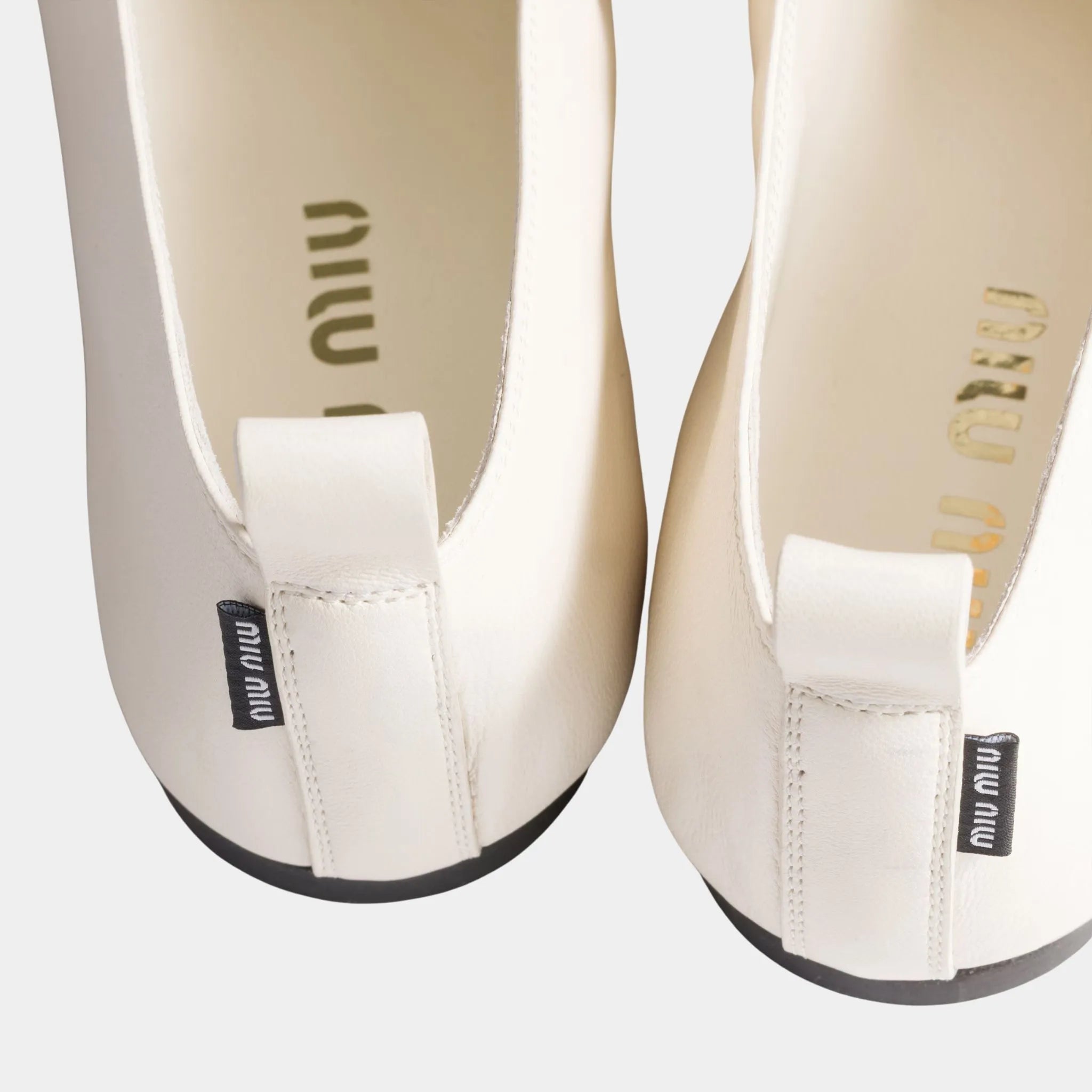 Miu Miu Élan Nappa Leather Ballerinas, Ivory, Back