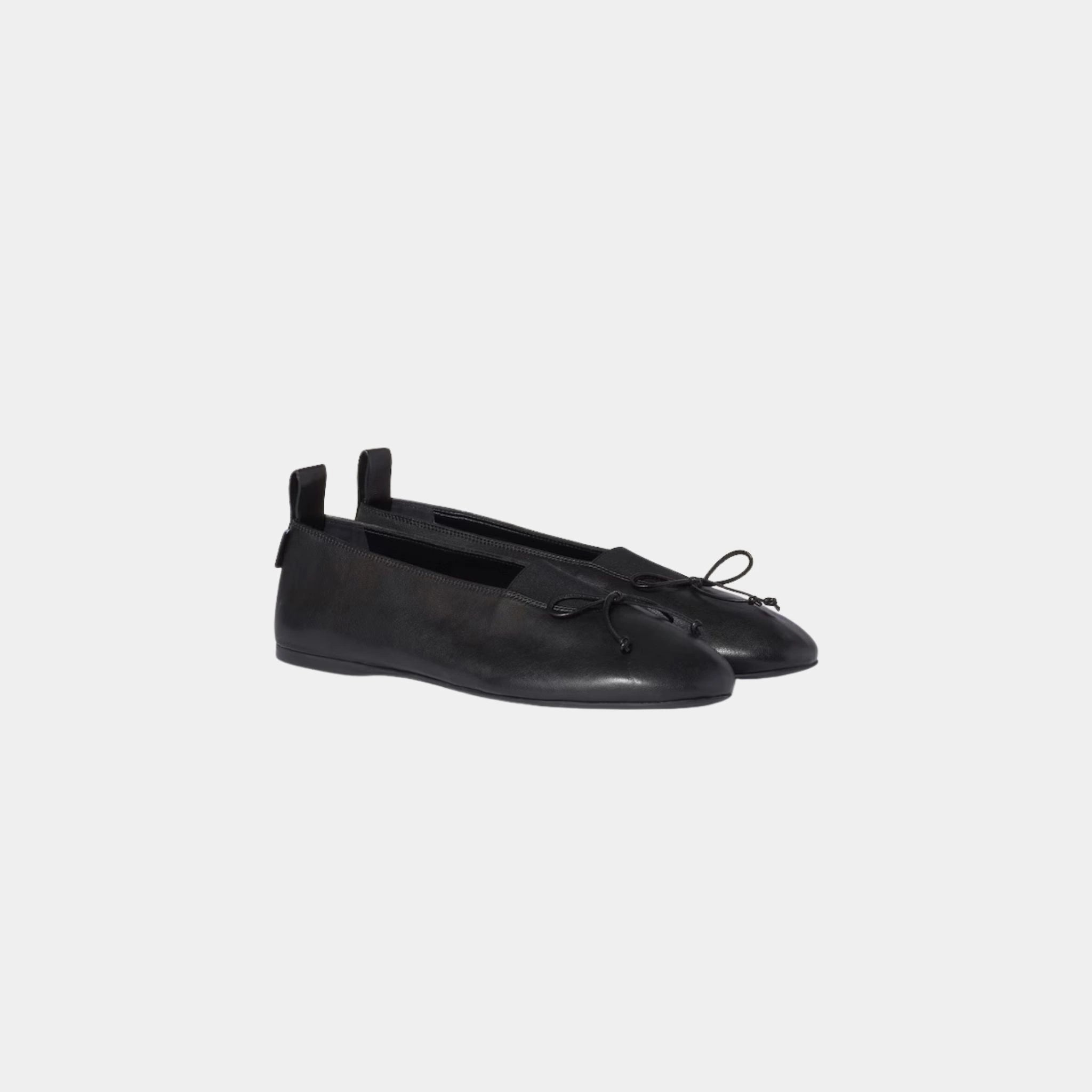 Miu Miu Elan Nappa Leather Ballerinas in Lambskin, Noir, Front