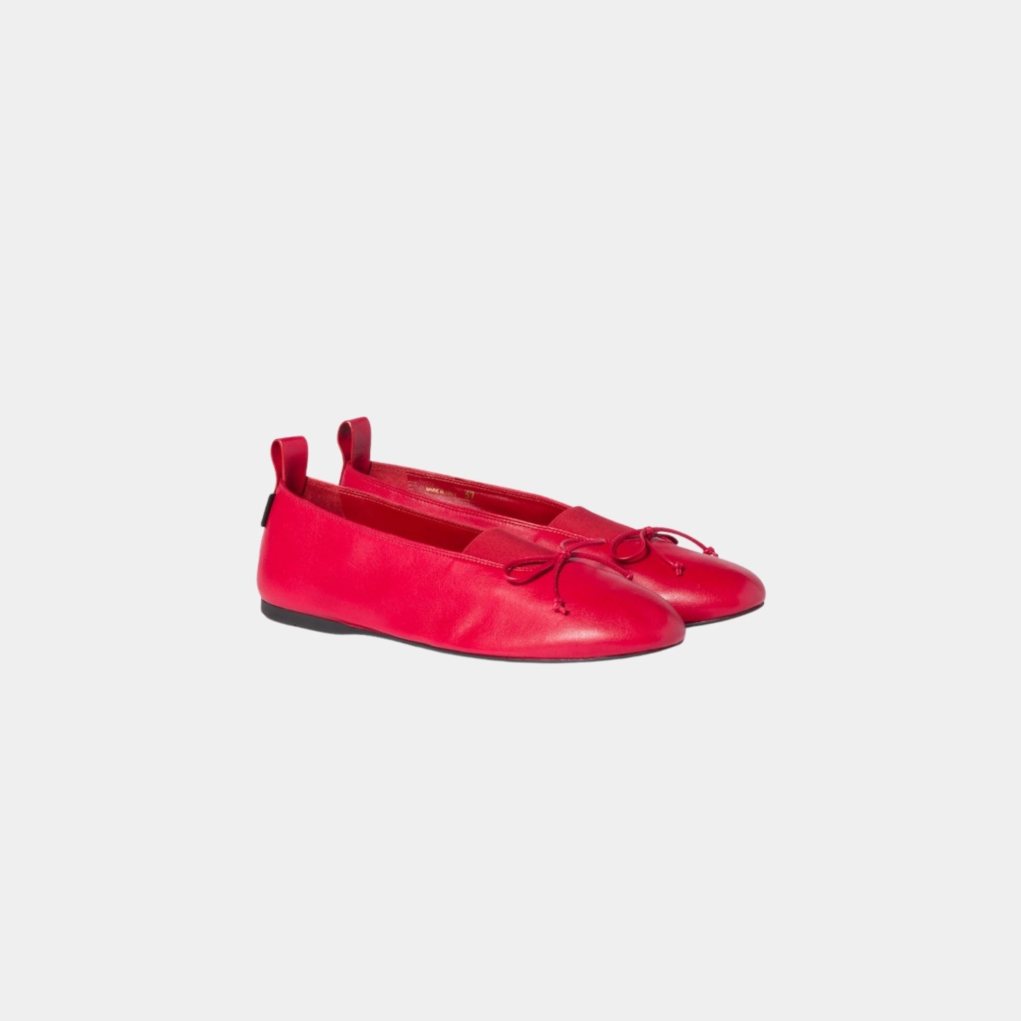 Miu Miu Elan Nappa Leather Ballerinas in Lambskin, Red, Front
