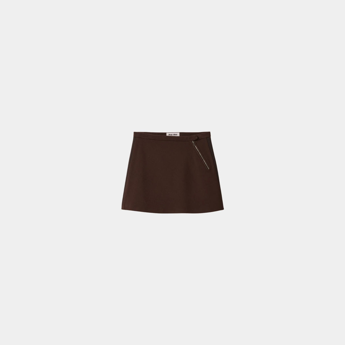 Miu Miu Fabric Stitch Knit Miniskirt, Cocoa Brown, Front