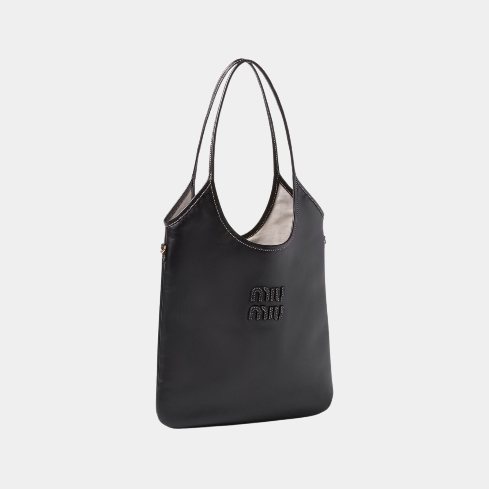 Miu Miu IVY Leather Bag, Black, Side, View